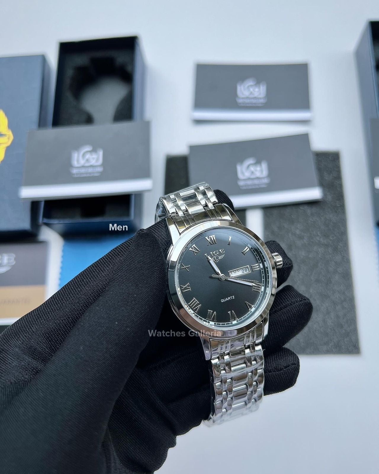 Lige Date Day Couple Watch (Black) Lige9846 Lige10007L
