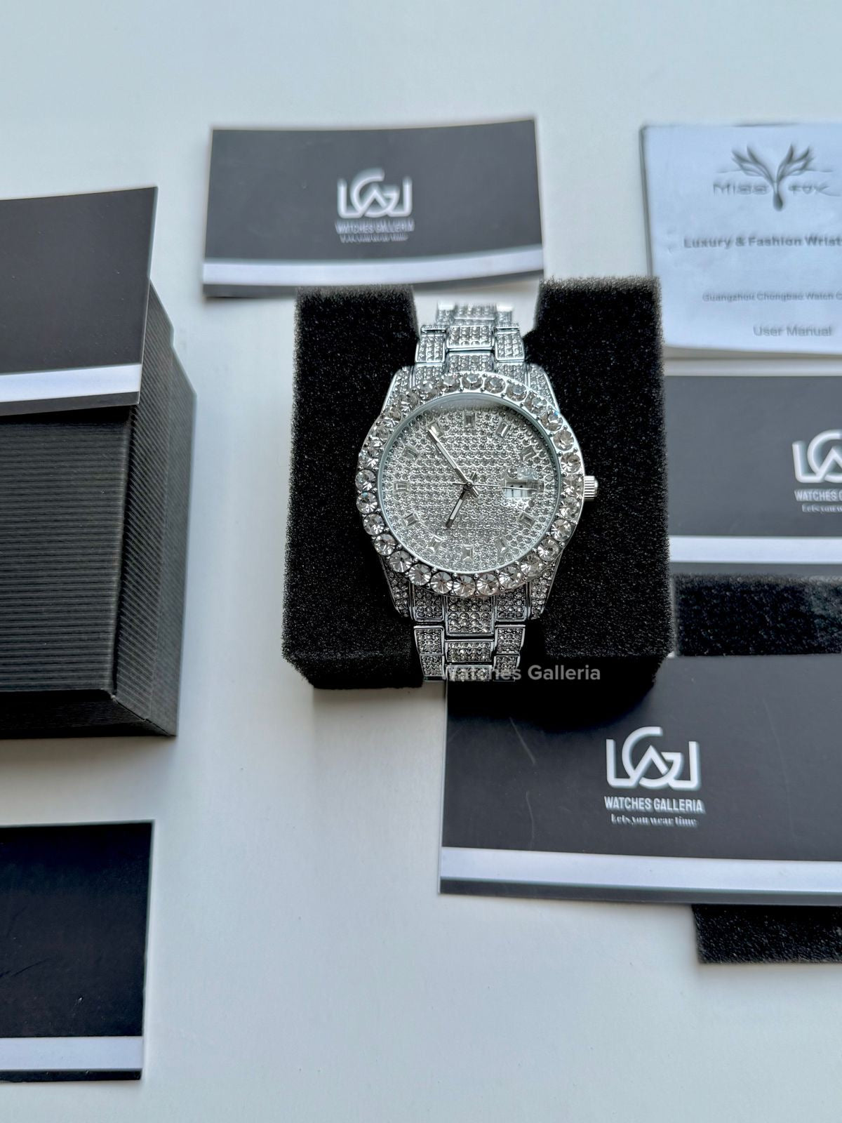 Miss Fox Iced Out Royal Oak Quartz (Silver) MFV332 Watches Galleria
