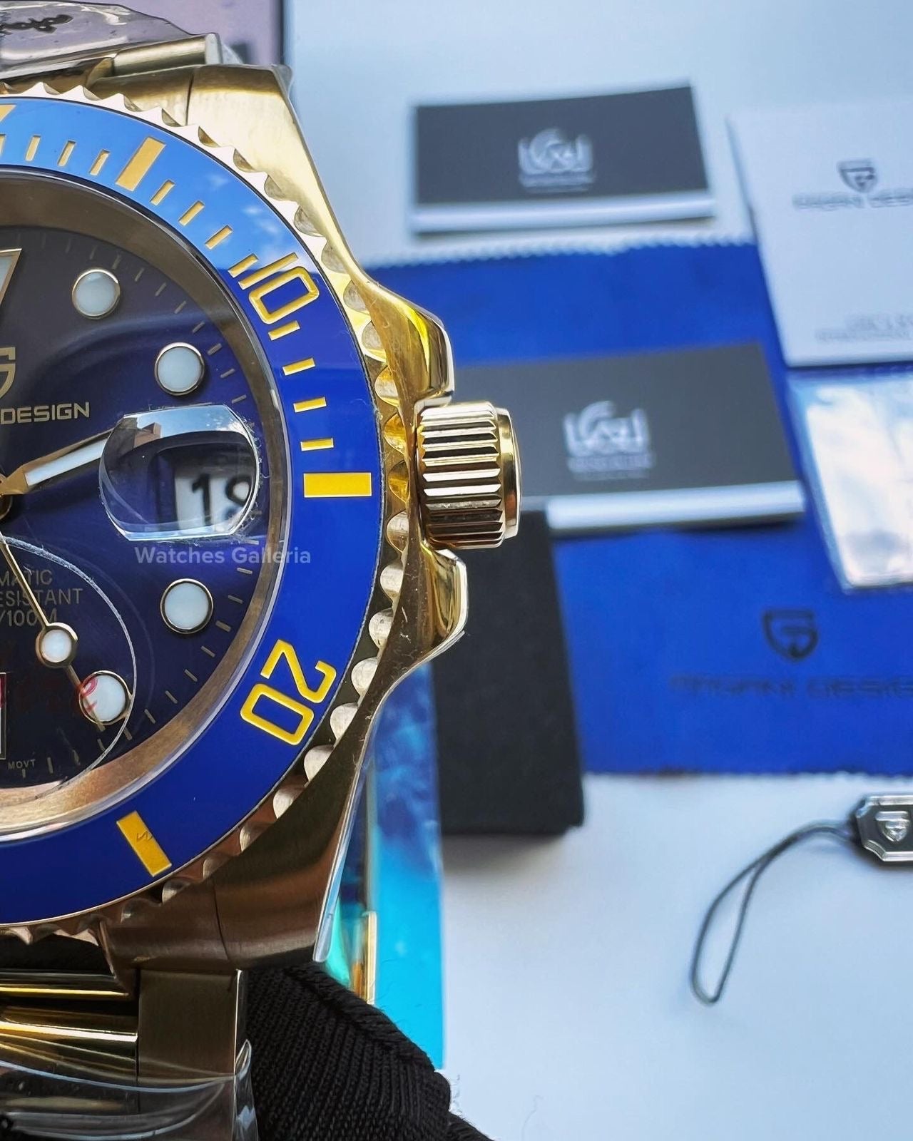 Pagani Design Submariner Date Automatic (Yellow Gold Blue) PD1661 Pagani Design