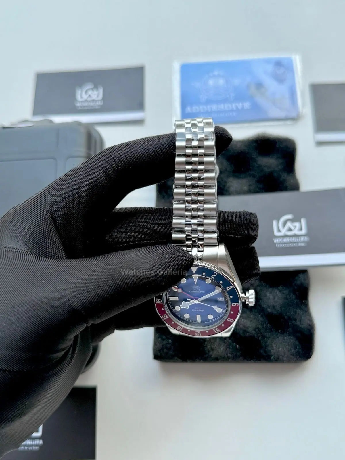 Addiesdive Black Bay GMT Pepsi Quartz (Black) AD2044 Watches Galleria