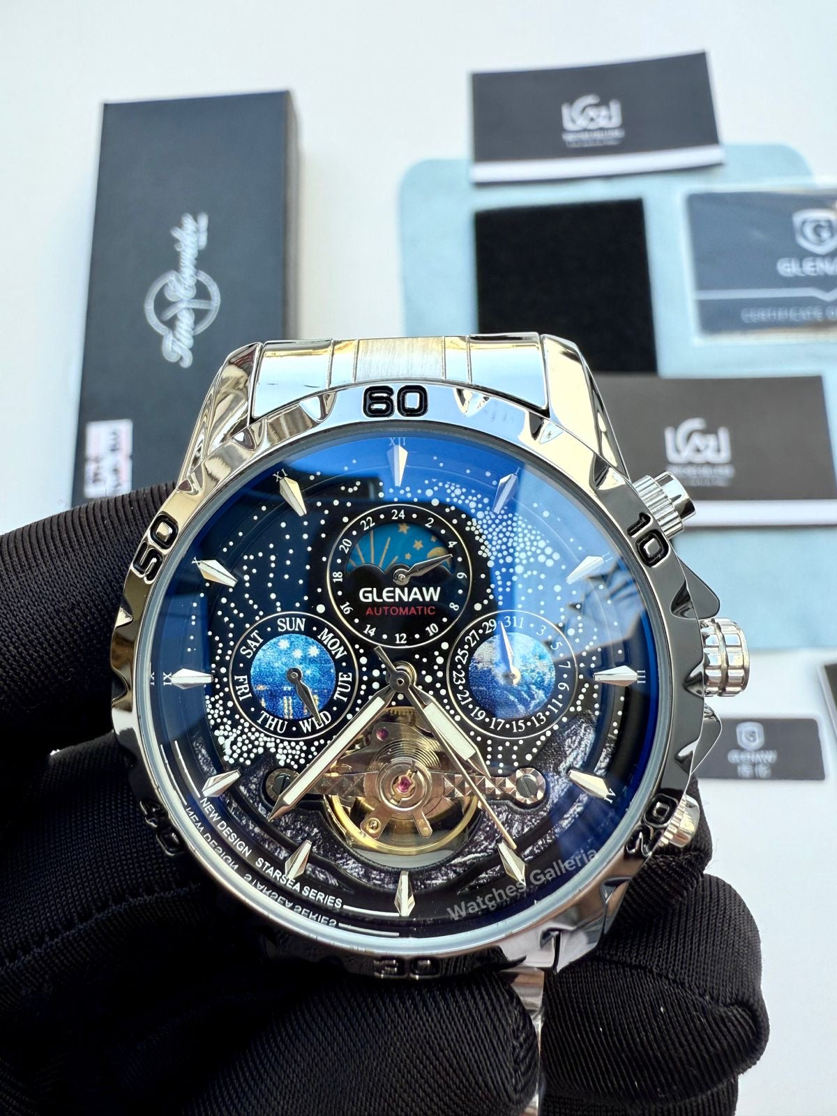 Glenaw Moonphase Automatic (Black) GL8919 Watches Galleria