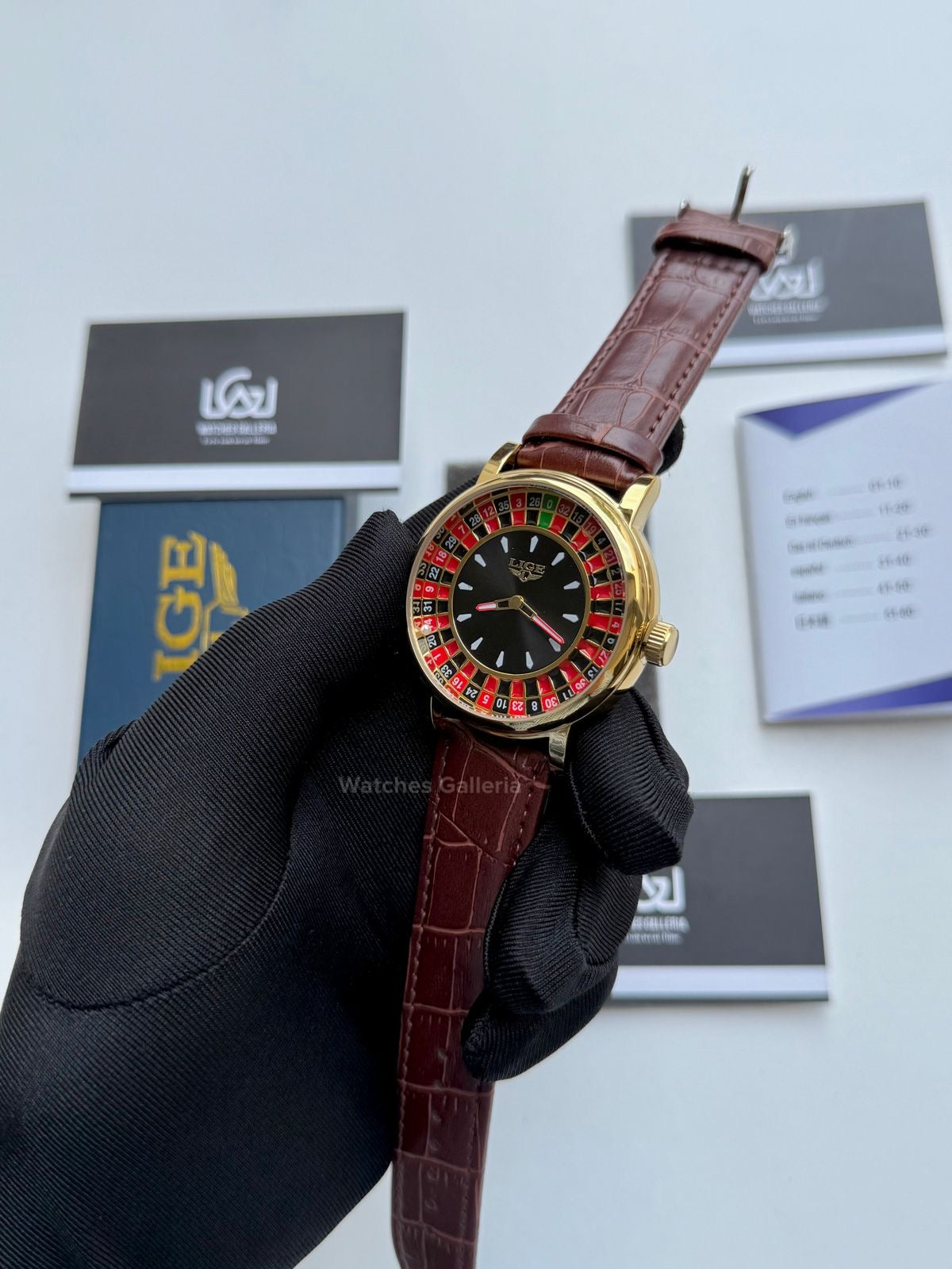 Lige Casino Watch Quartz (Brown-Yellow Gold) LG89161 Watches Galleria