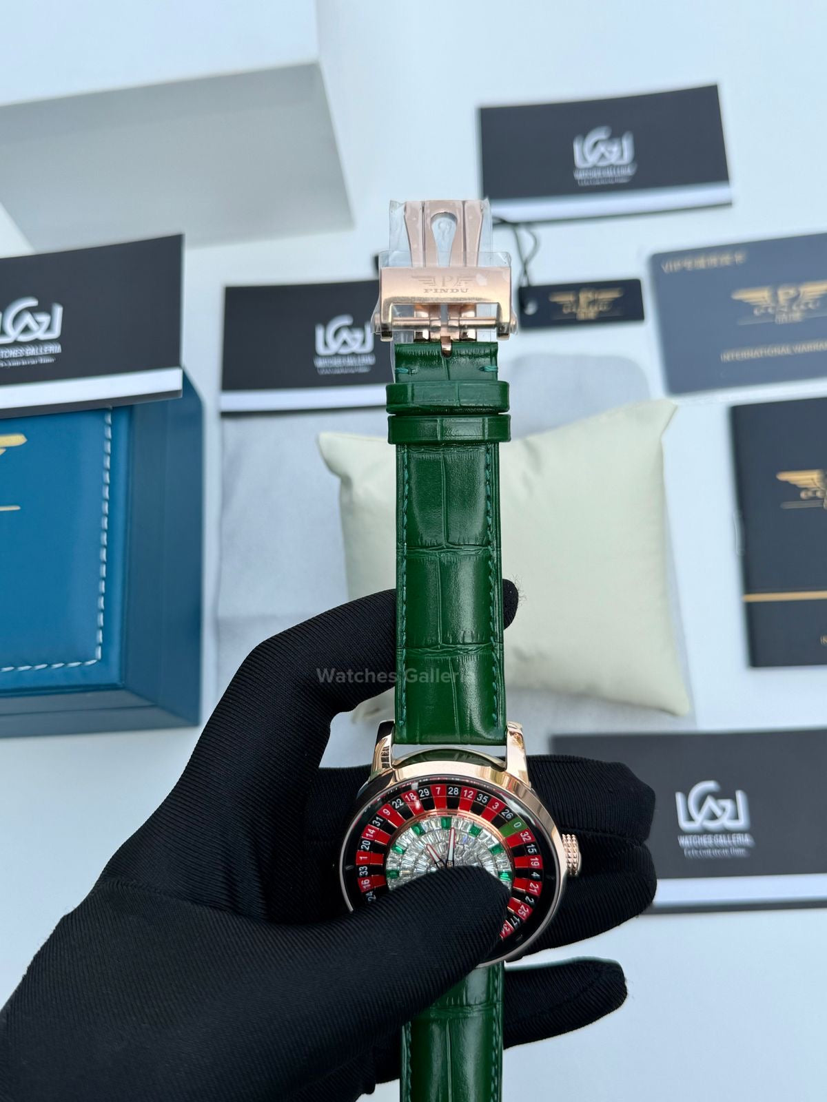 Pindu Design Casino Roulette Button Edition Automatic (Baguette Cut Diamonds) P6628 Watches Galleria