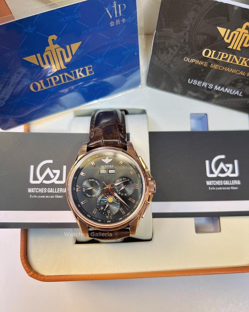 Oupinke Calendar Moonphase Automatic (Brown) 3189