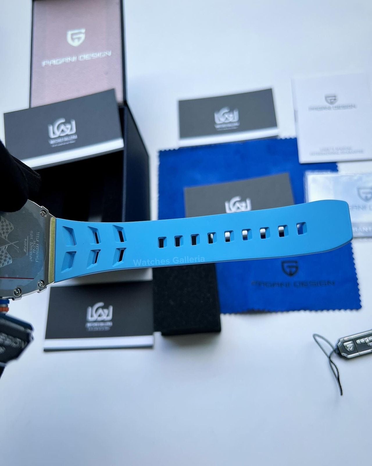 Pagani Design Tonneau Skeleton Watch Quartz (Blue Silver) PD1738 Watches Galleria