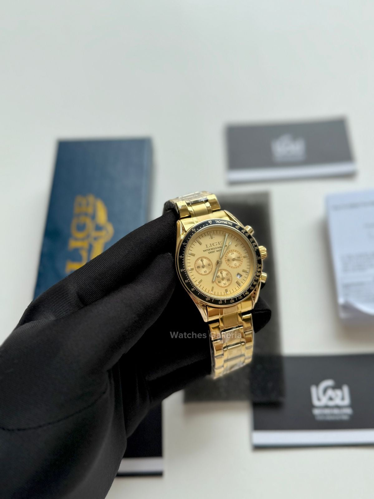 Lige Speedmaster Quartz (Gold/Black) lige89137 Watches Galleria