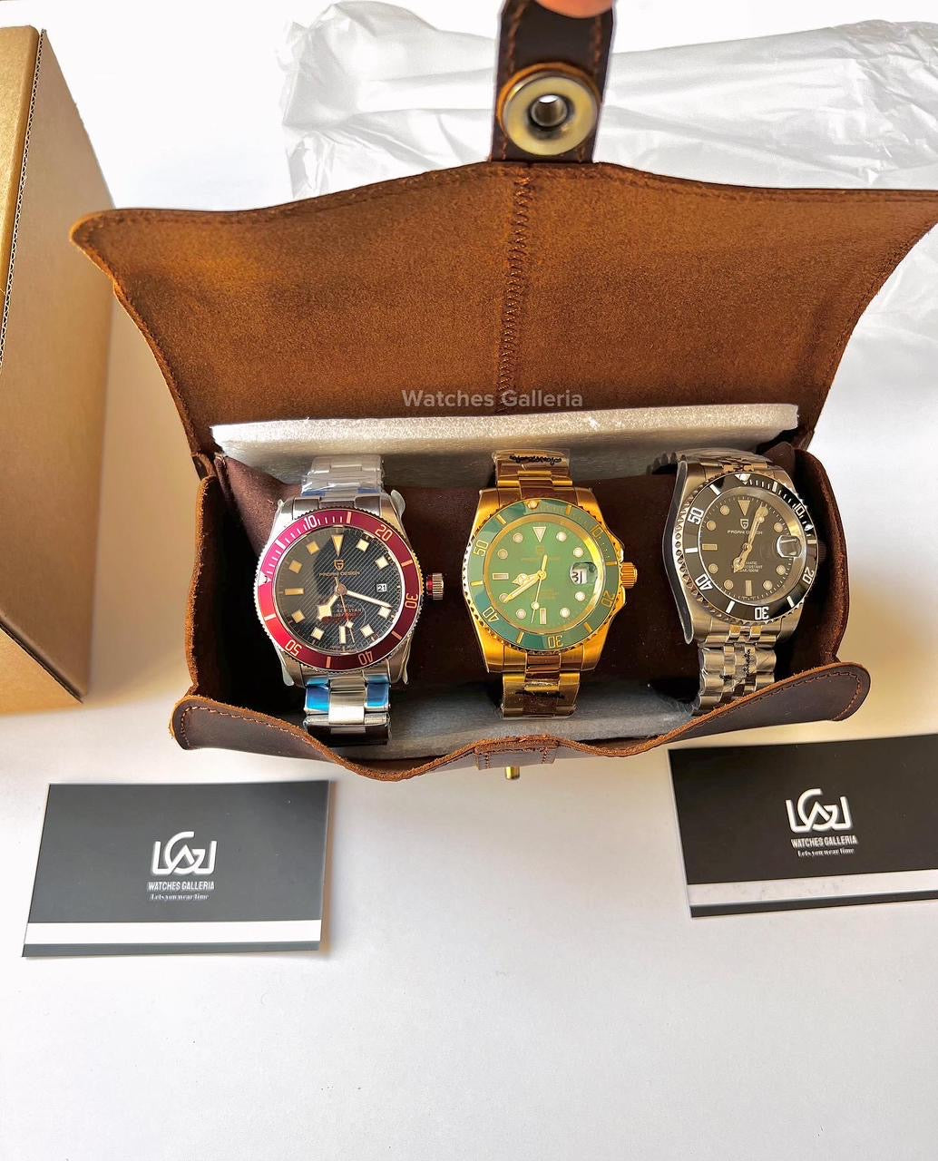 Watch Travel Roll by Watches Galleria 3 Slots (Brown)