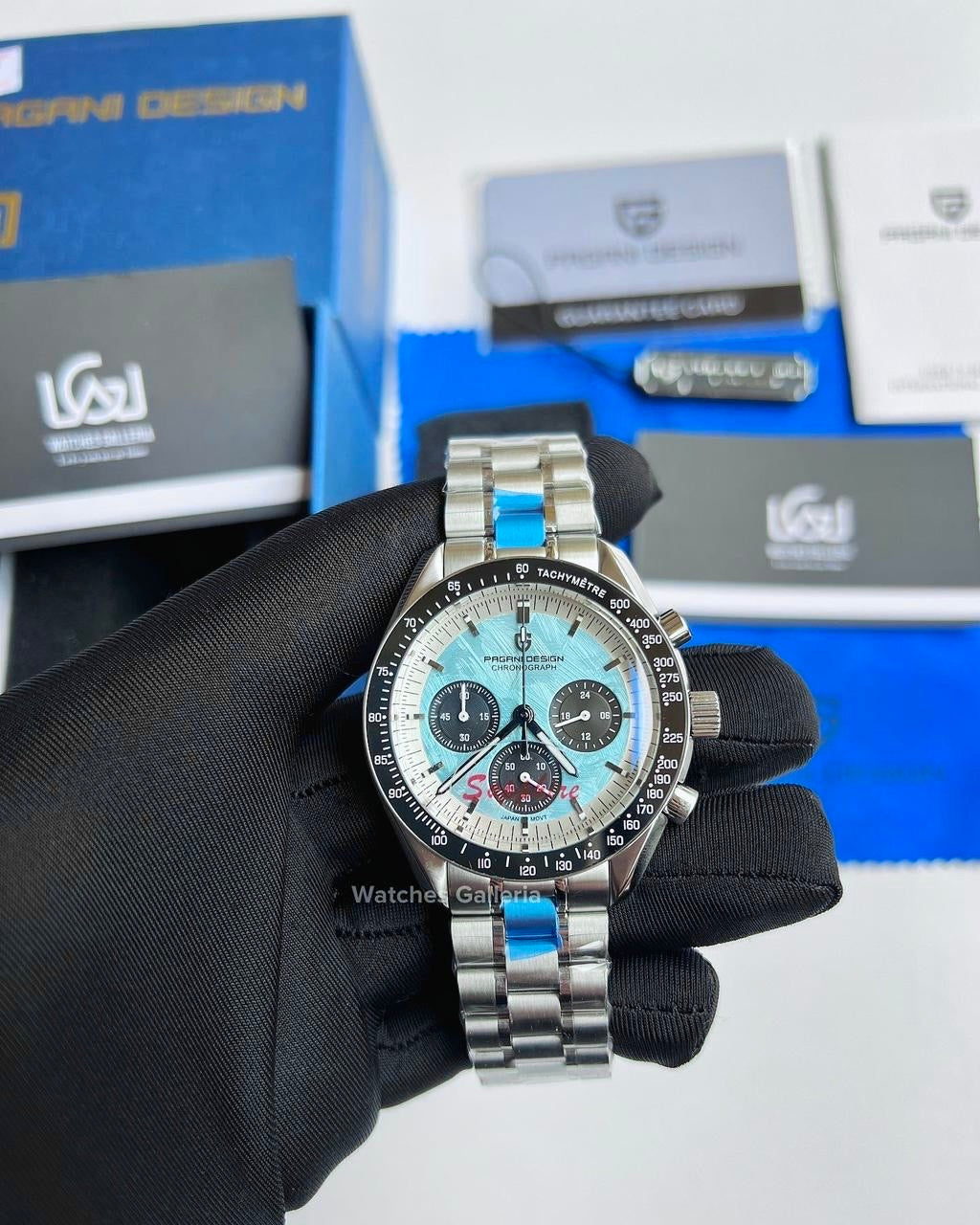 Pagani Design Speedmaster Moonwatch Quartz (Ice Blue Meteorite) PD1701