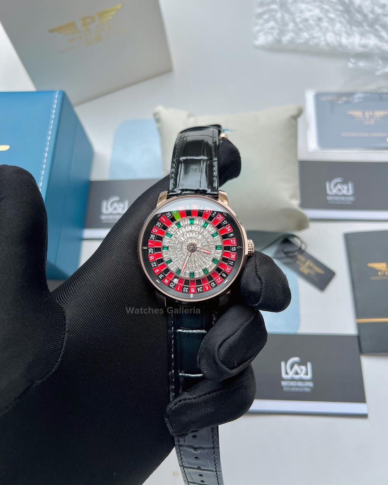 Pindu Design Casino Roulette Watch (Baguette Cut Diamonds Dial) P6617 Watches Galleria