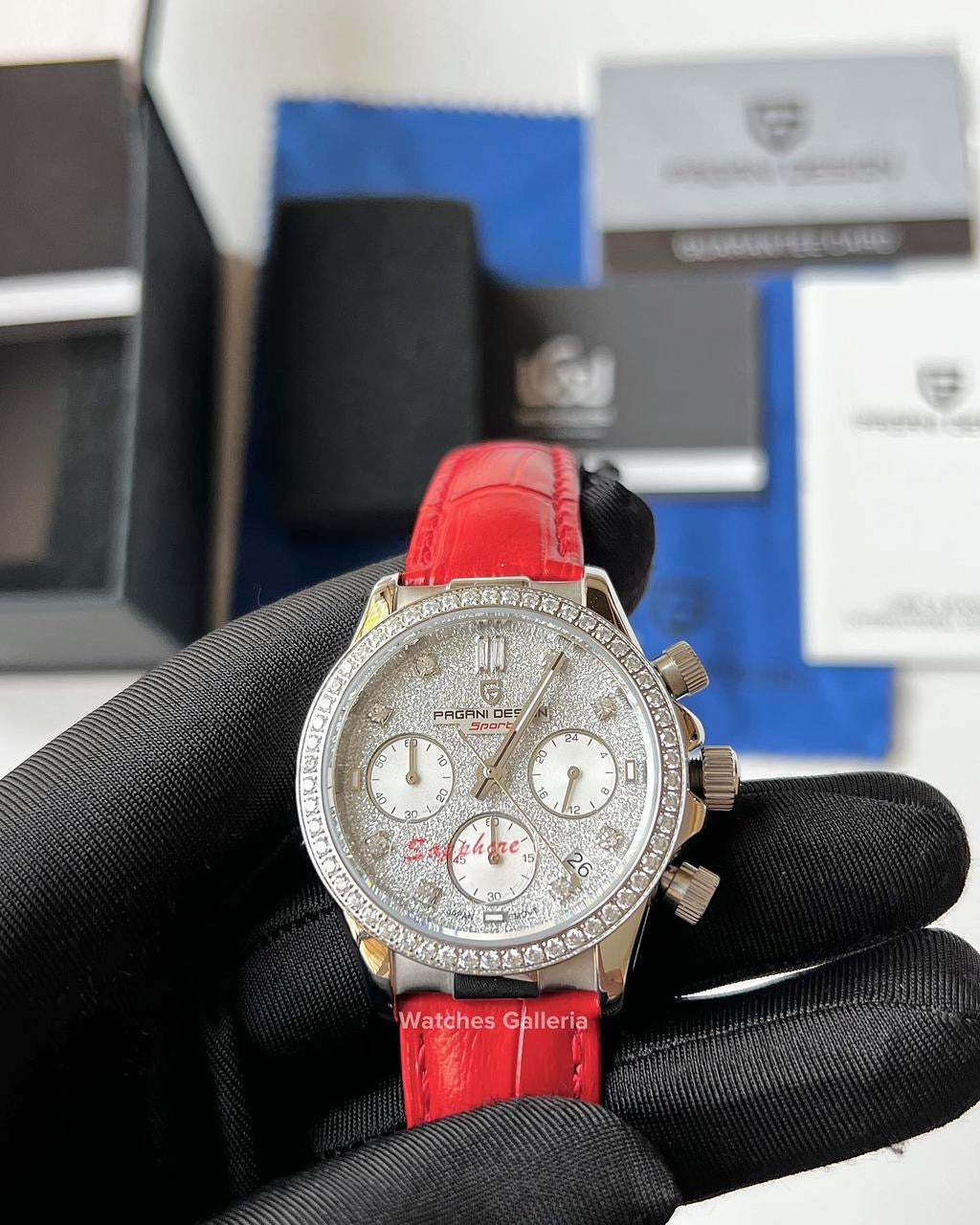 Pagani Design Daytona Stones Quartz Unisex (Red) PD1730