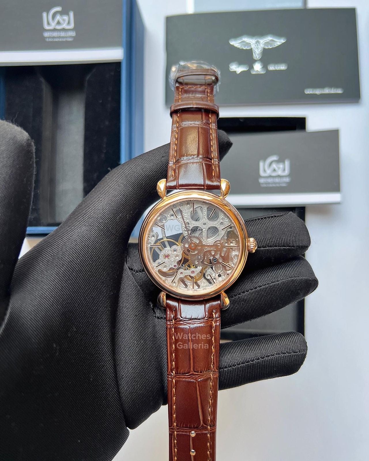 Sugess Skeleton Slimmaster Manual Wind (Brown w/ Rose Gold) SU3600 (Discontinued)