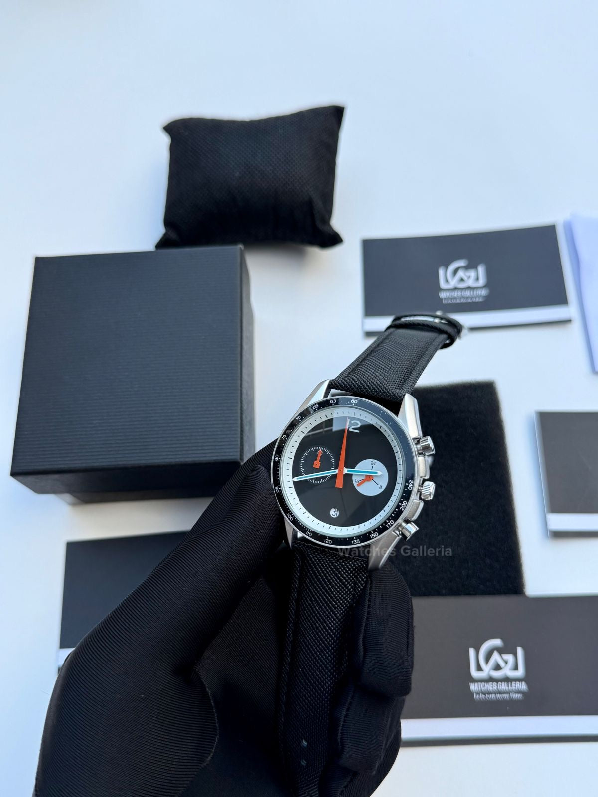 Ciloa Chronograph Leather Quartz (Black) ciloa507 Watches Galleria