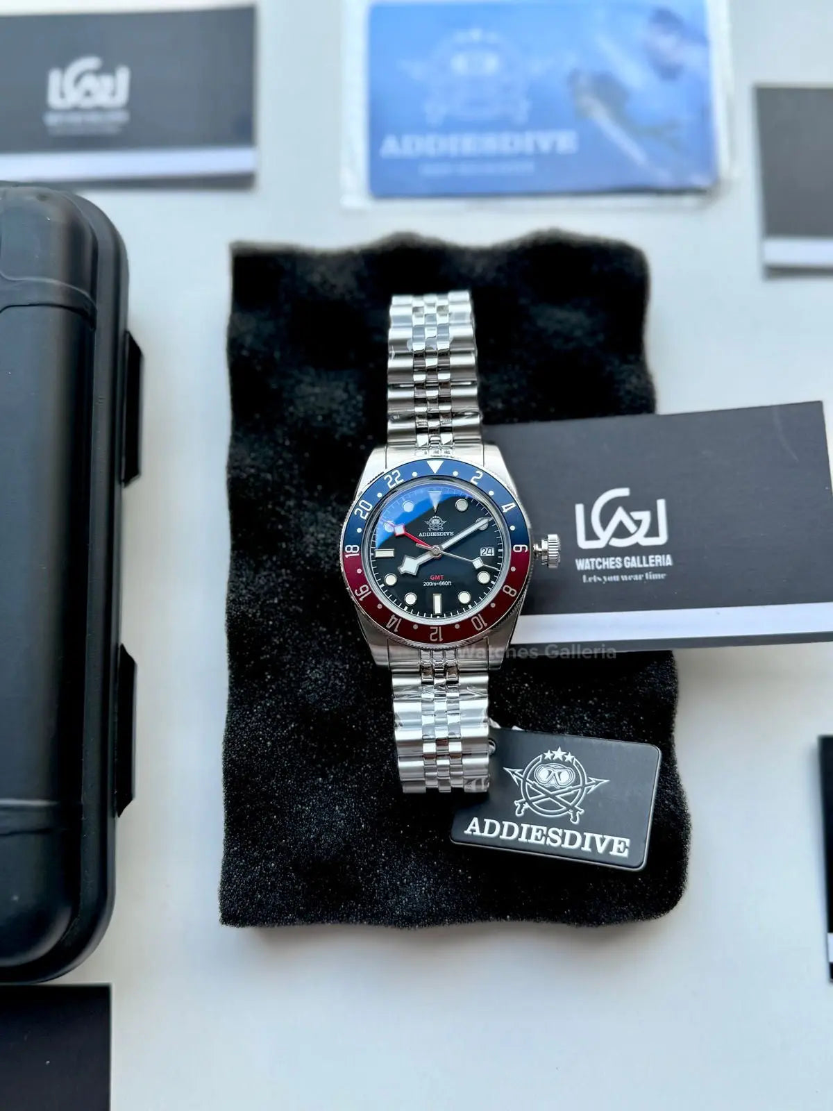 Addiesdive Black Bay GMT Pepsi Quartz (Black) AD2044 Watches Galleria