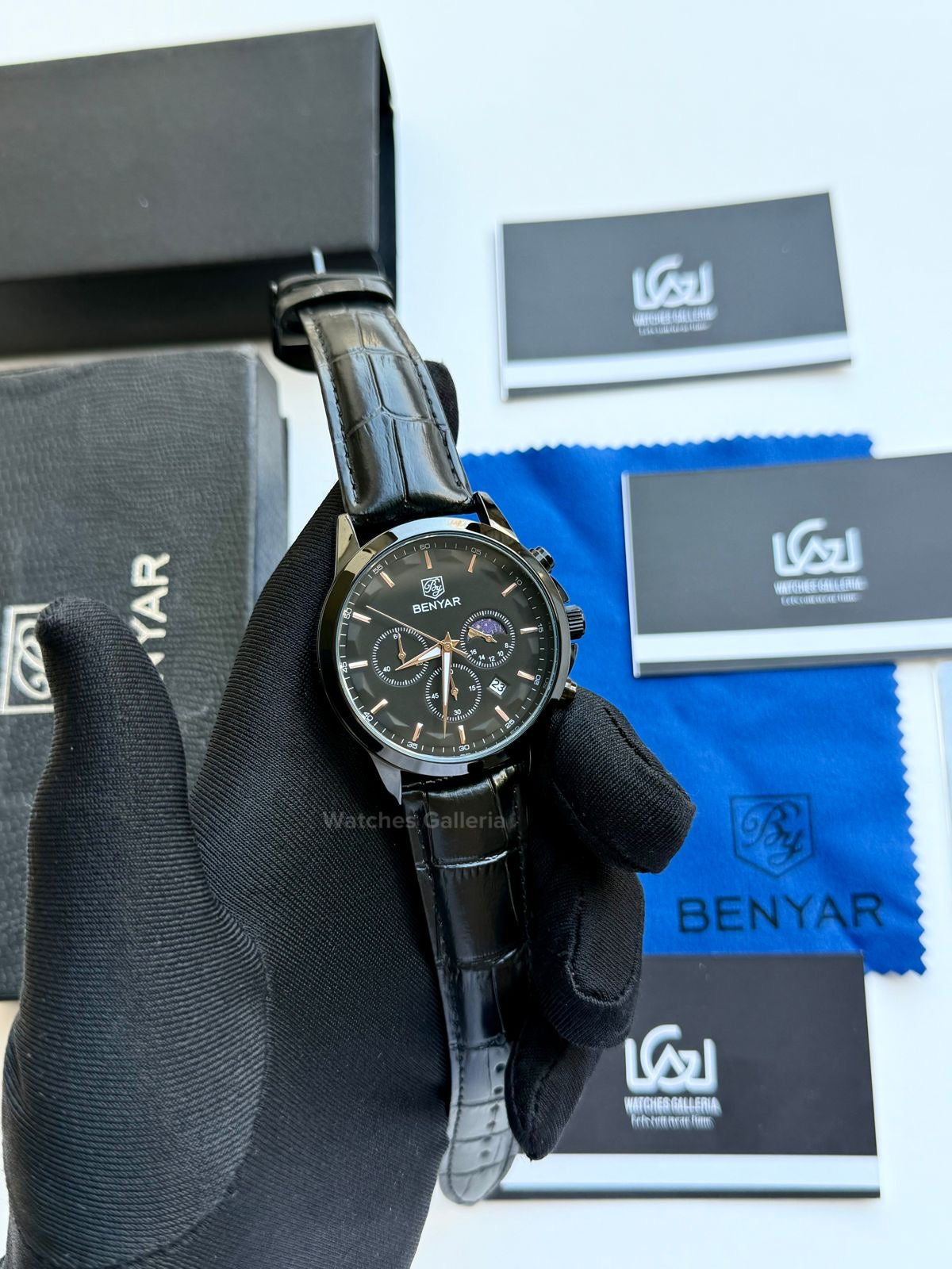 Benyar Chronograph Moonphase Quartz(Black) BY5160 Watches Galleria