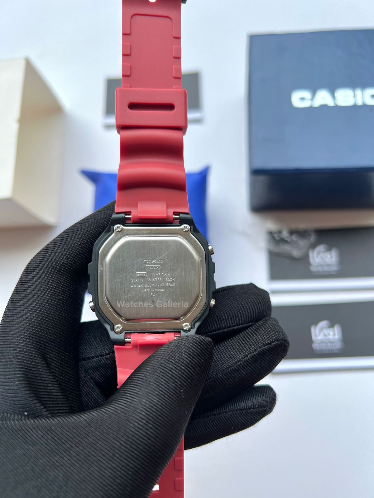 Casio Sports Digital Watch Red Exclusive (White Display) W218H Watches Galleria