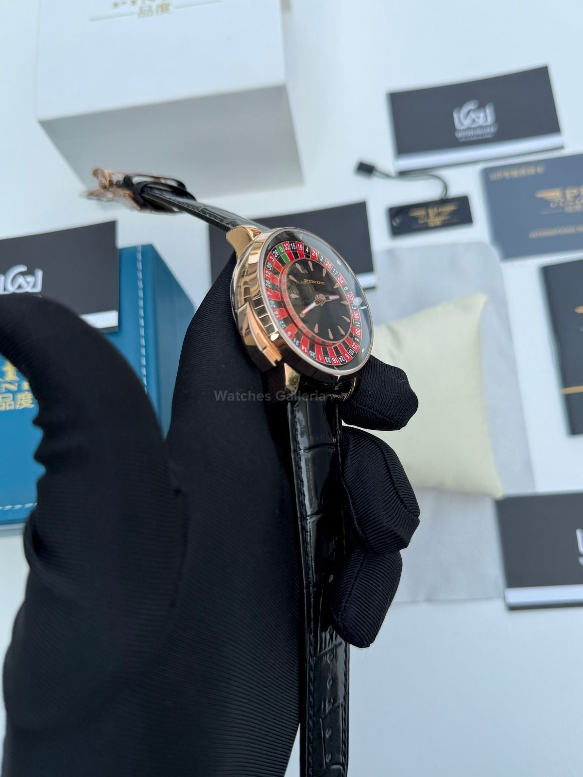 Pindu Design Casino Tourbillon Roulette Button Automatic (Black) P6628 Watches Galleria