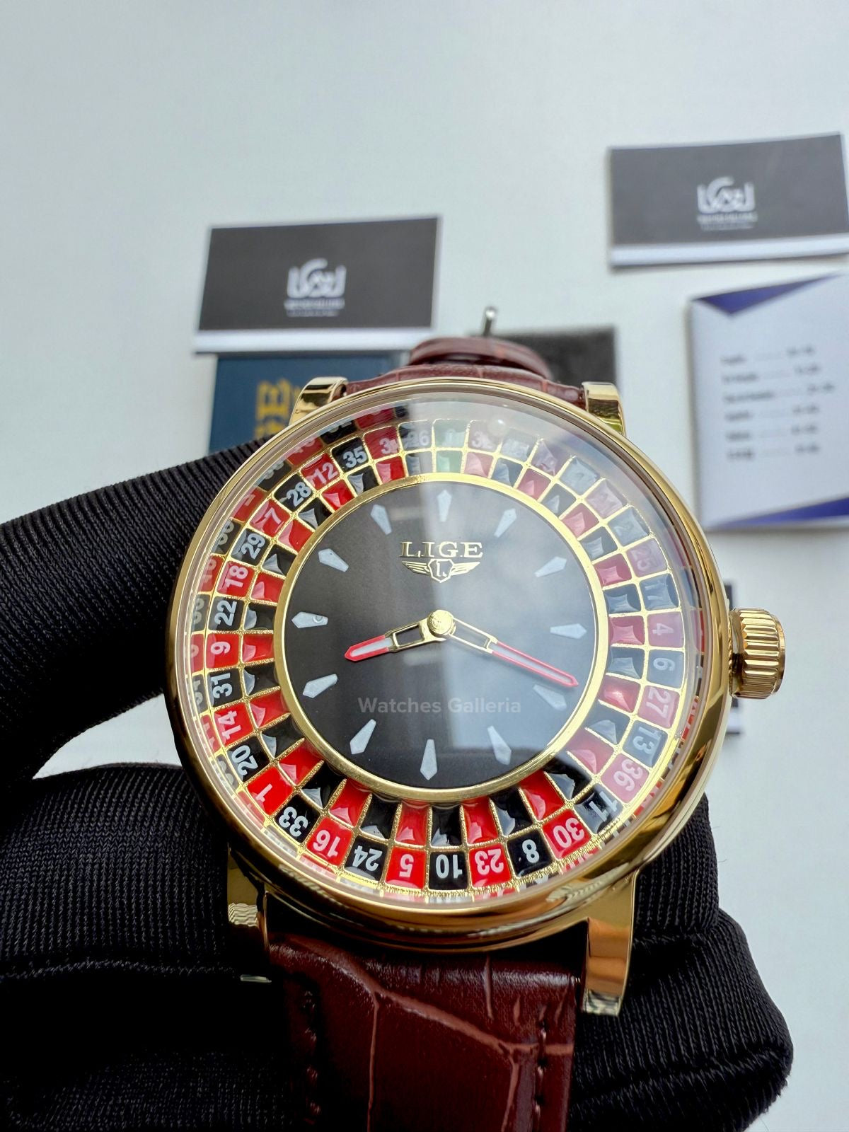 Lige Casino Watch Quartz (Brown-Yellow Gold) LG89161 Watches Galleria