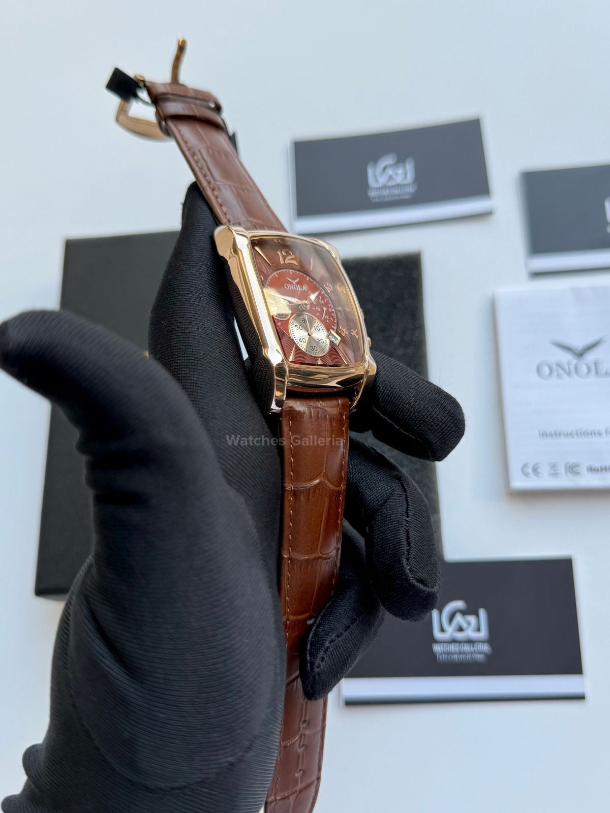 Onola Square Chronograph Quartz (Brown) ON6818 Watches Galleria