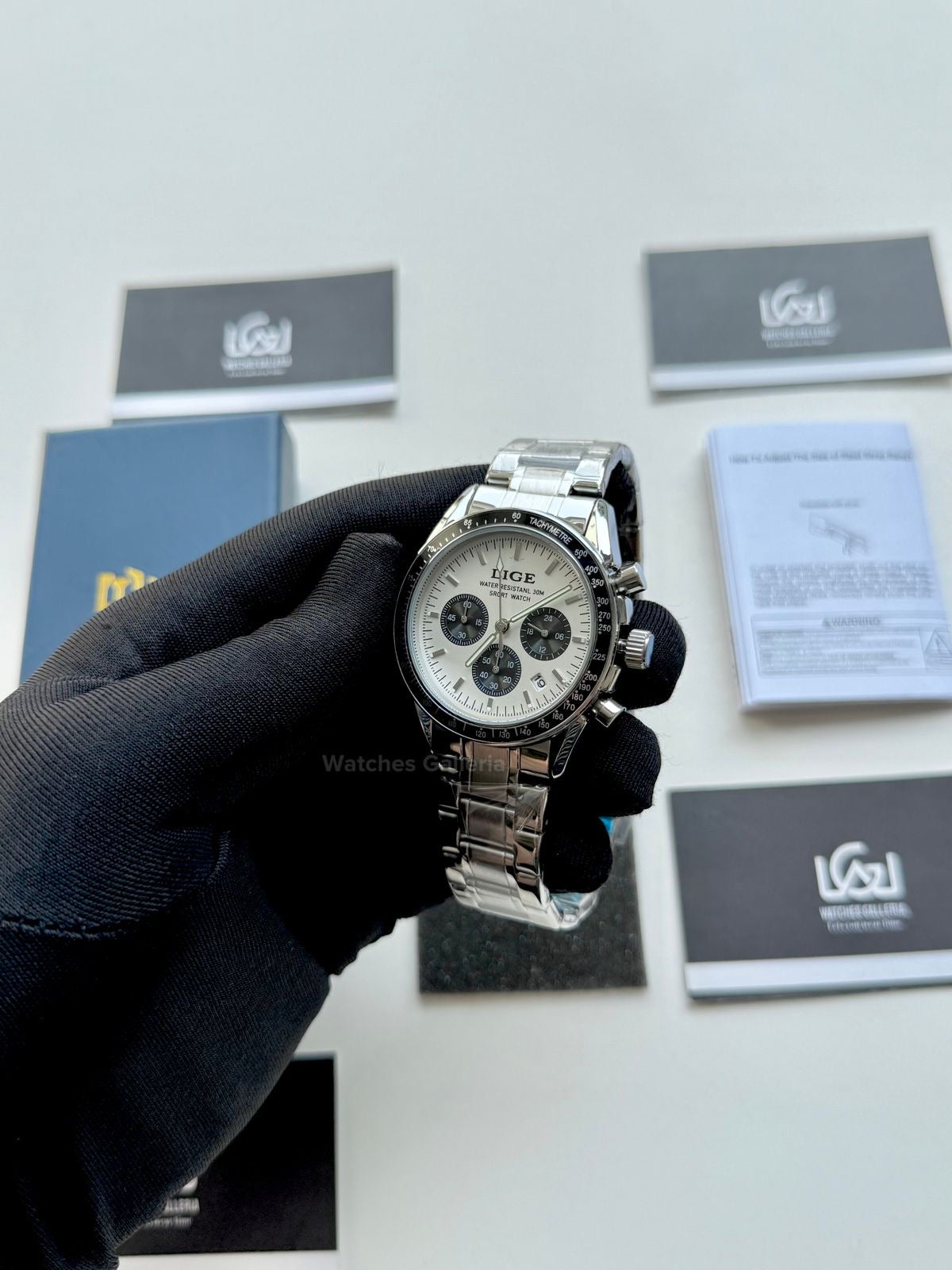 Lige Speedmaster Quartz (White/Black) Lige89137 Watches Galleria © Copyrights All Right Reserved