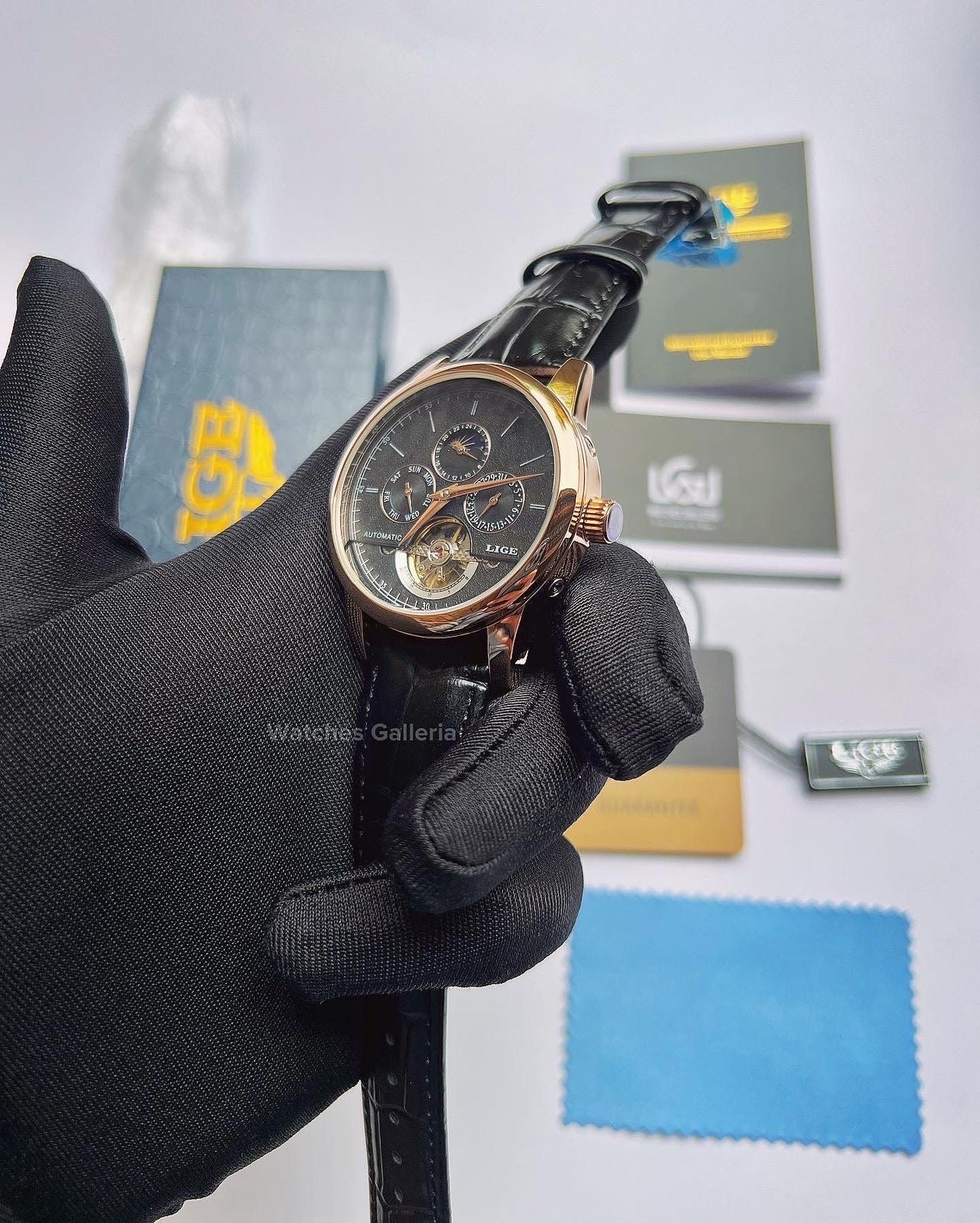 Lige Moonphase Automatic (Black Rose Gold) LIGE6828