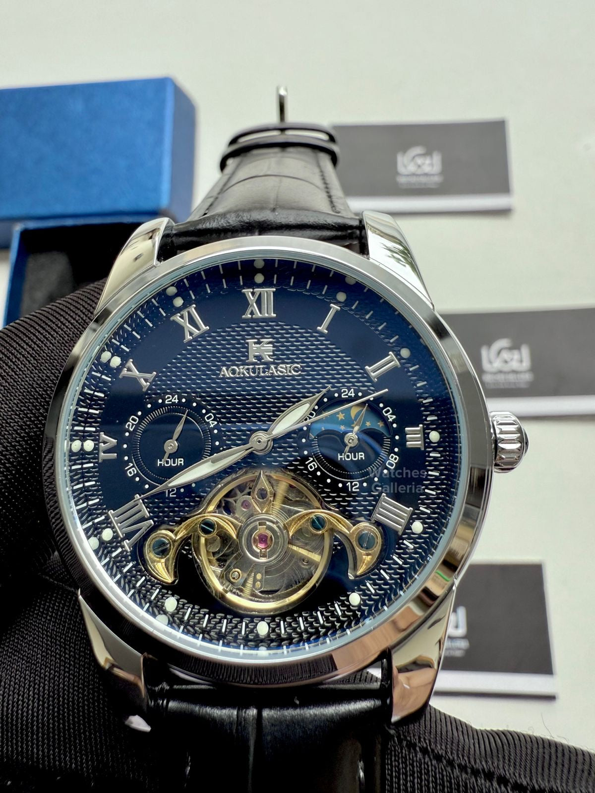 Aokulasic Calendar Flywheel Watch Automatic (Black) AOKU1701 Watches Galleria