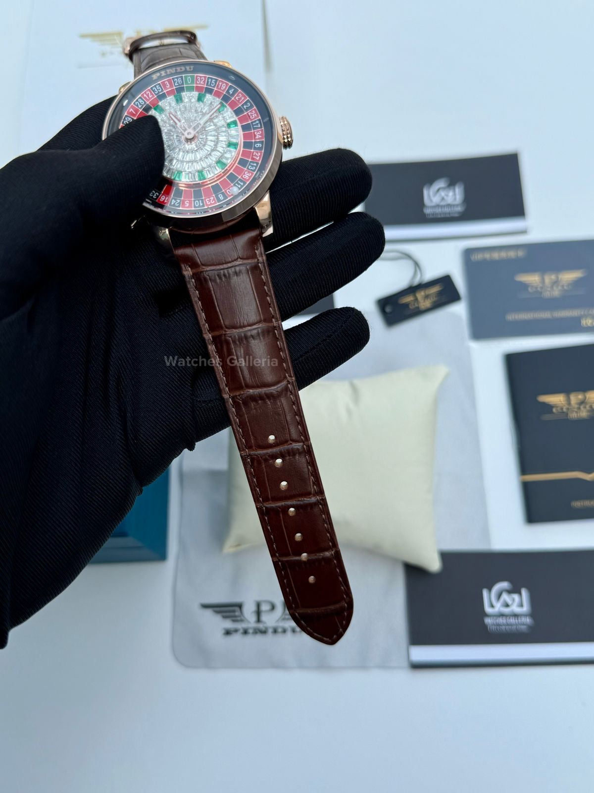 Pindu Design Casino Roulette Button Edition Automatic (Baguette Cut Diamonds) P6628 Watches Galleria