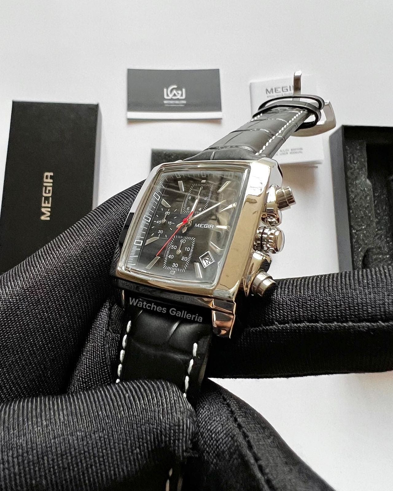 Megir Square Chronograph Quartz (Silver Black) ML2028