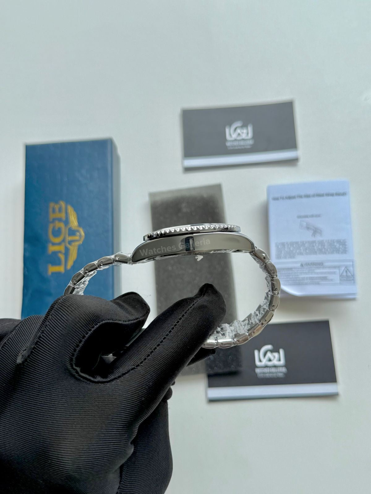 Lige Submariner Quartz (Black) Lige89151 Watches Galleria