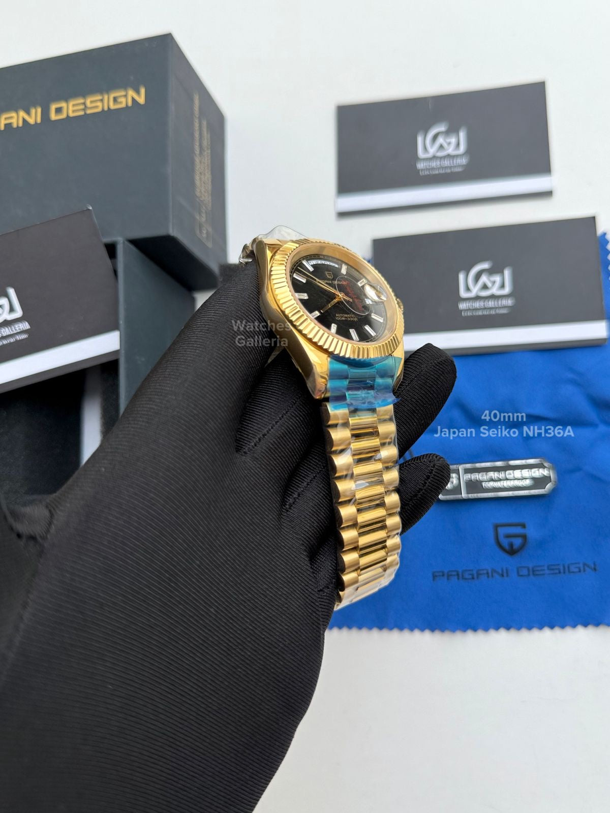 Pagani Design Date Day Automatic 40mm Japan Movement (Gold Black) PD1783 Watches Galleria