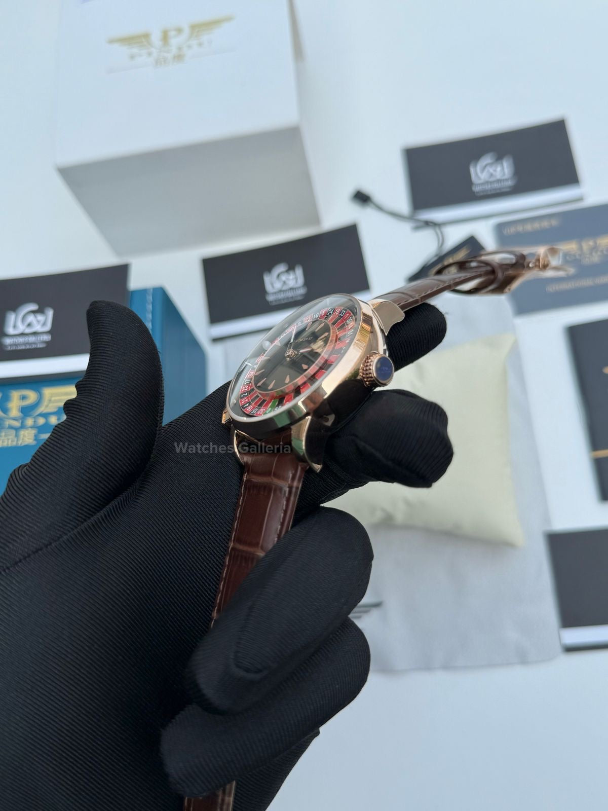 Pindu Design Casino Tourbillon Roulette Button Automatic (Brown) P6628 Watches Galleria