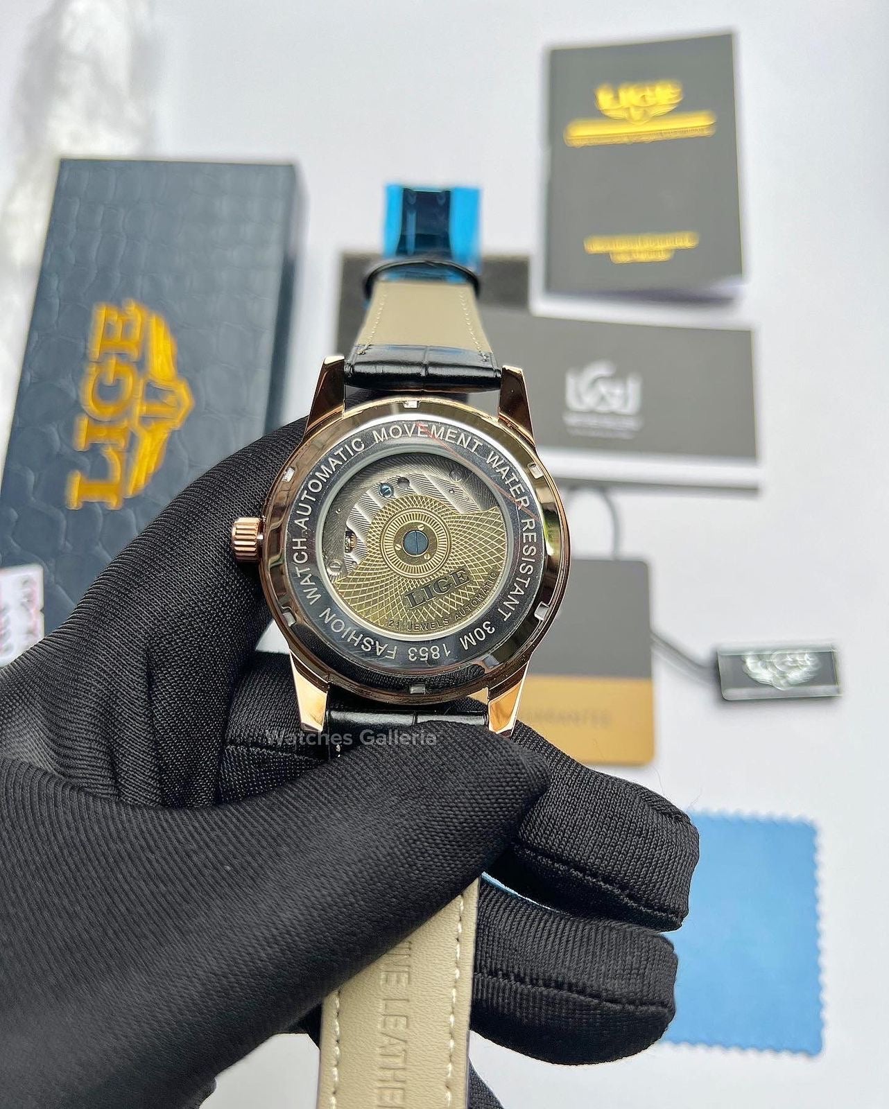 Lige Moonphase Automatic (Black Rose Gold) LIGE6828
