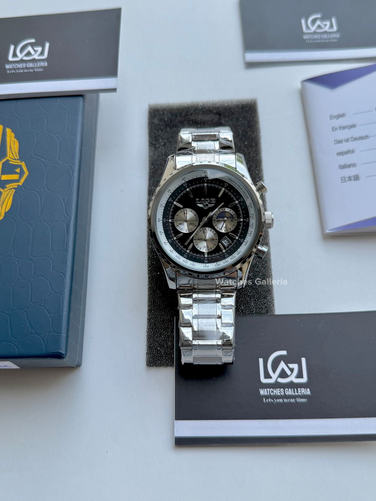 Lige Chronograph Quartz (Black) Lige8989 Watches Galleria