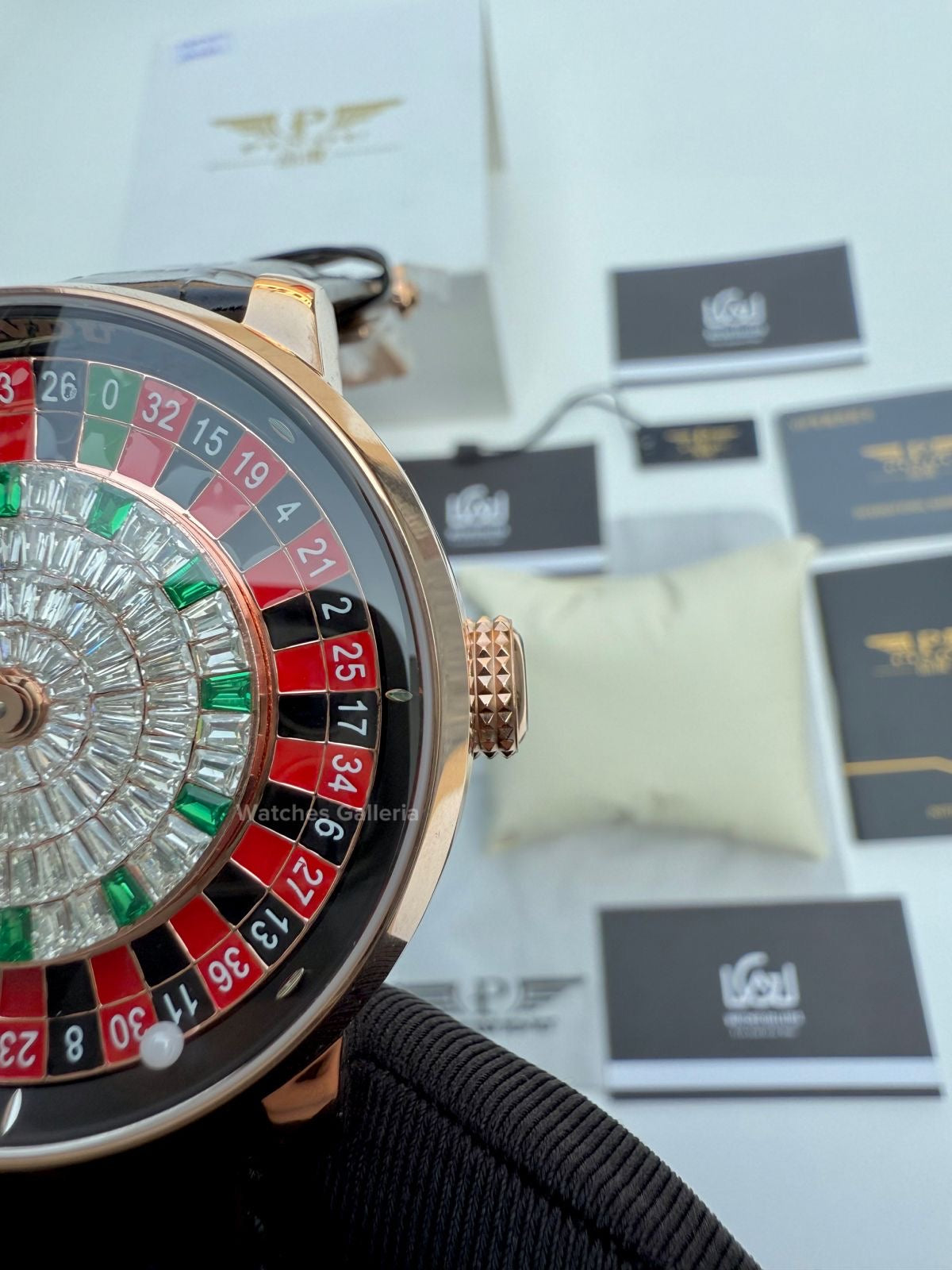 Pindu Design Casino Roulette Button Edition Automatic (Baguette Cut Diamonds) P6628 Watches Galleria