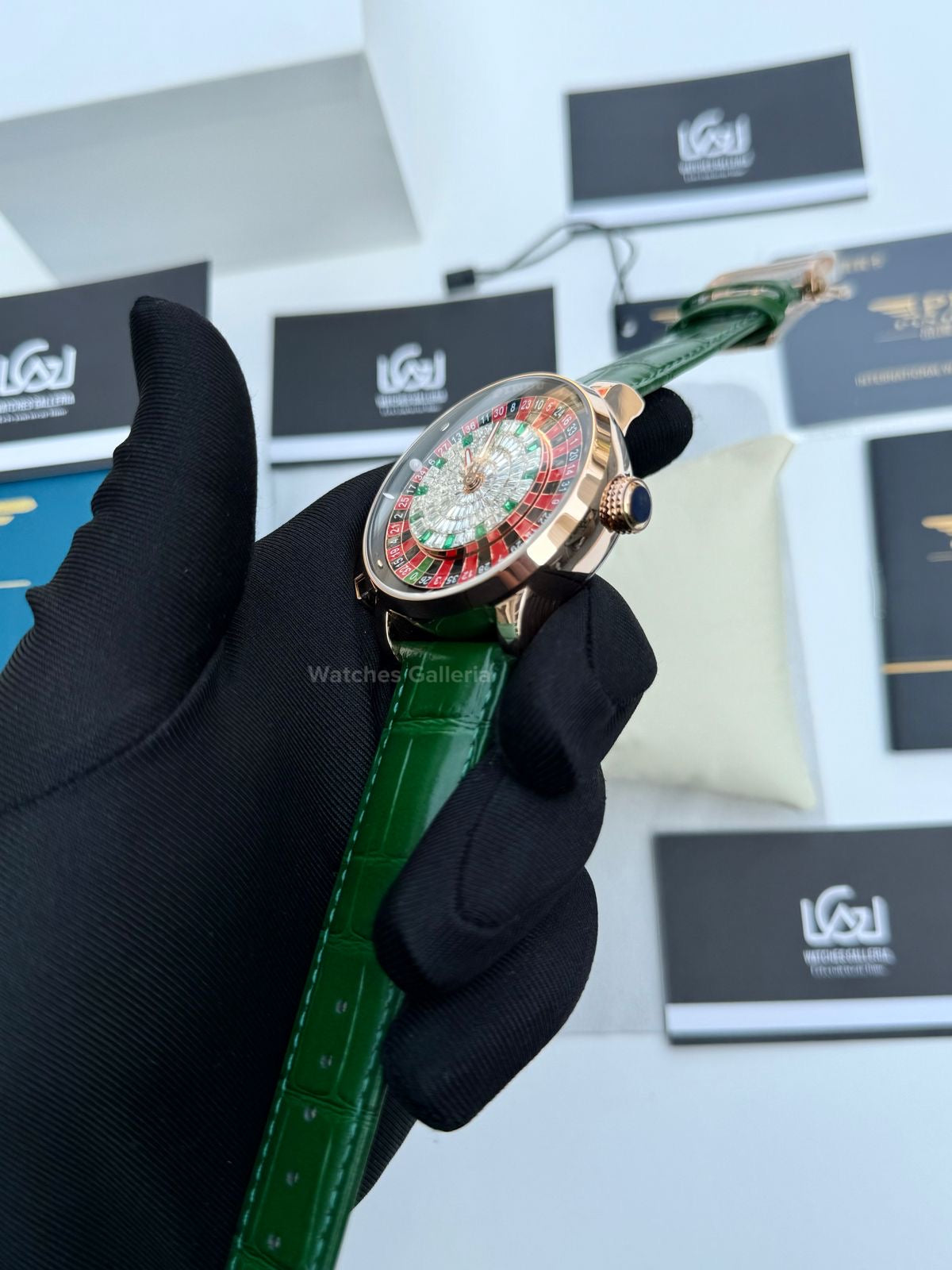 Pindu Design Casino Roulette Button Edition Automatic (Baguette Cut Diamonds) P6628 Watches Galleria