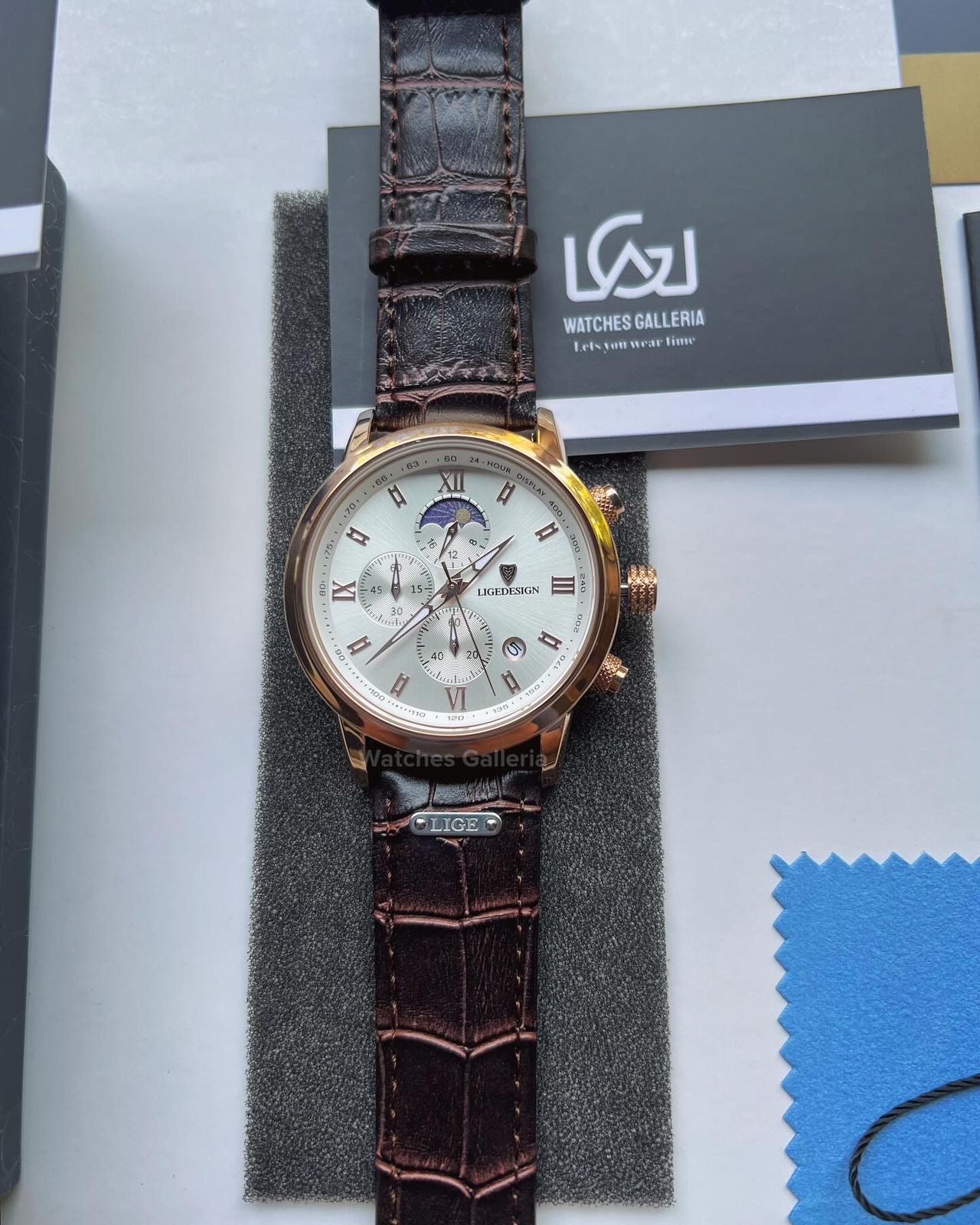 Lige Classic Moonphase (Rose Gold White) LG8953 Watches Galleria
