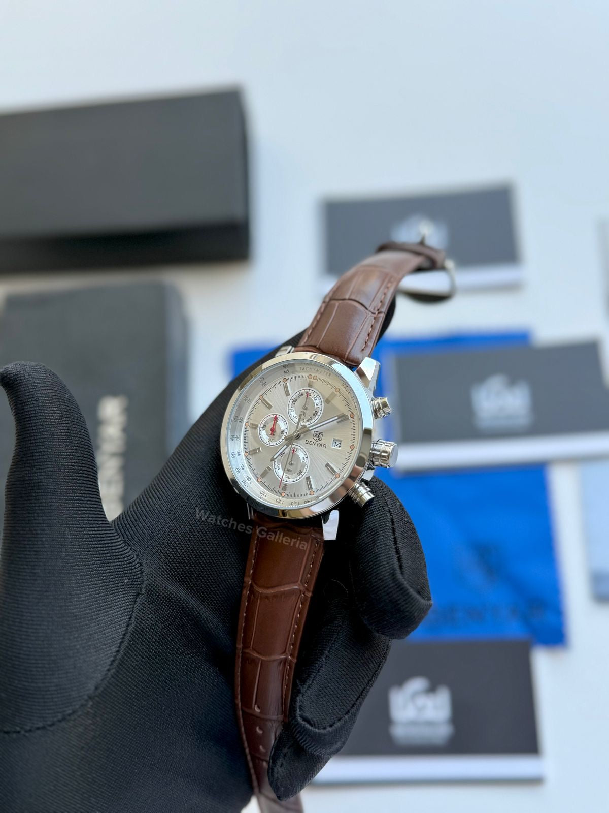 Benyar Classic Chronograph Quartz (Brown ~ Silver) BY5102 Watches Galleria
