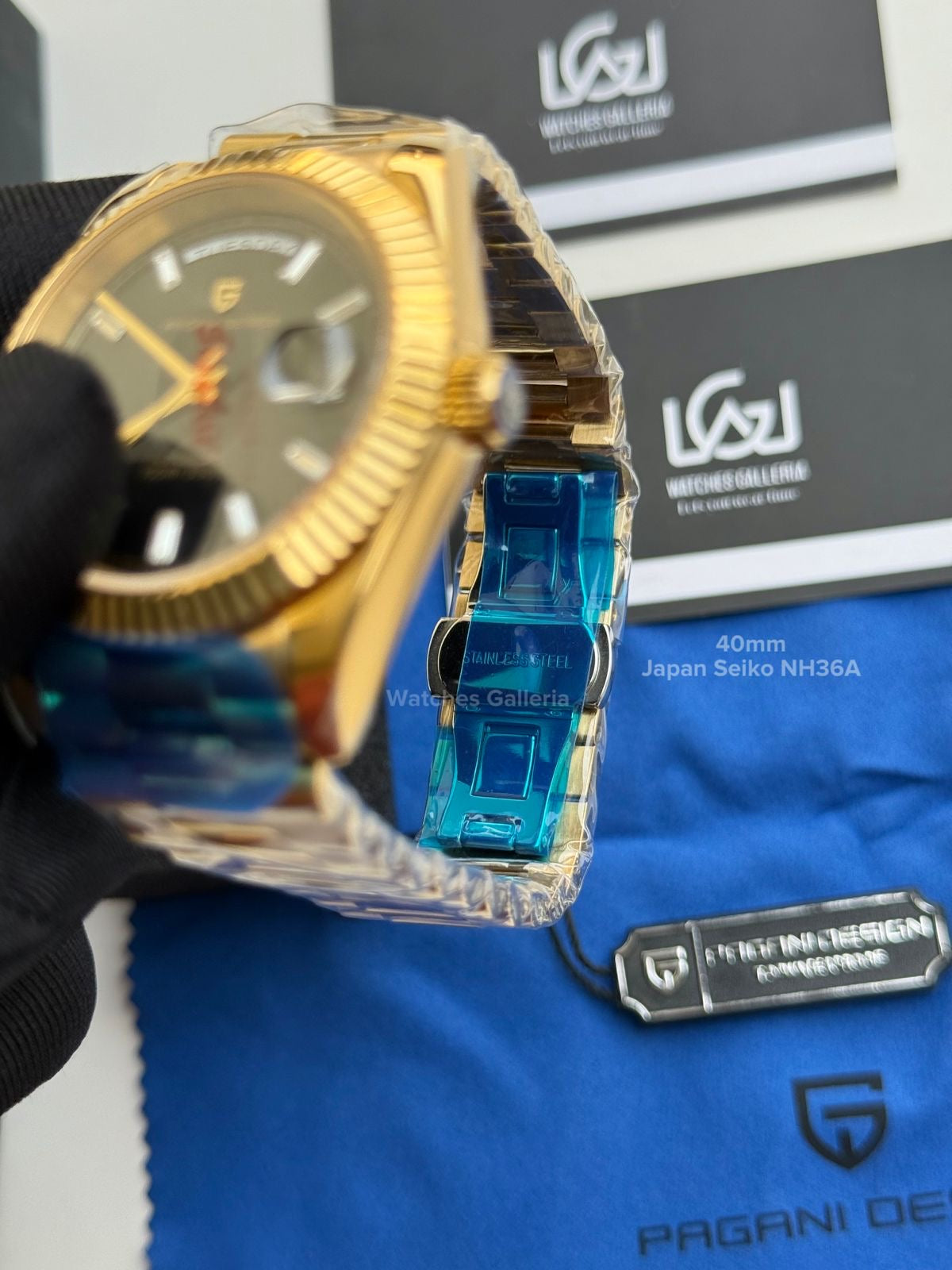 Pagani Design Date Day Automatic 40mm Japan Movement (Gold Black) PD1783 Watches Galleria