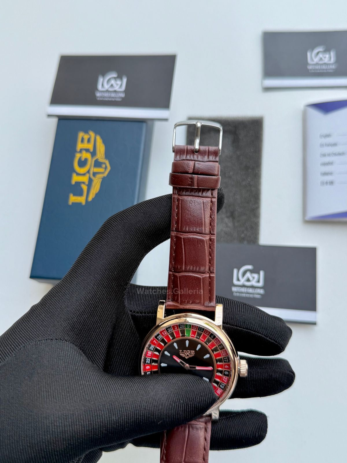 Lige Casino Watch Quartz (Brown -Rose Gold) LG89161 Watches Galleria