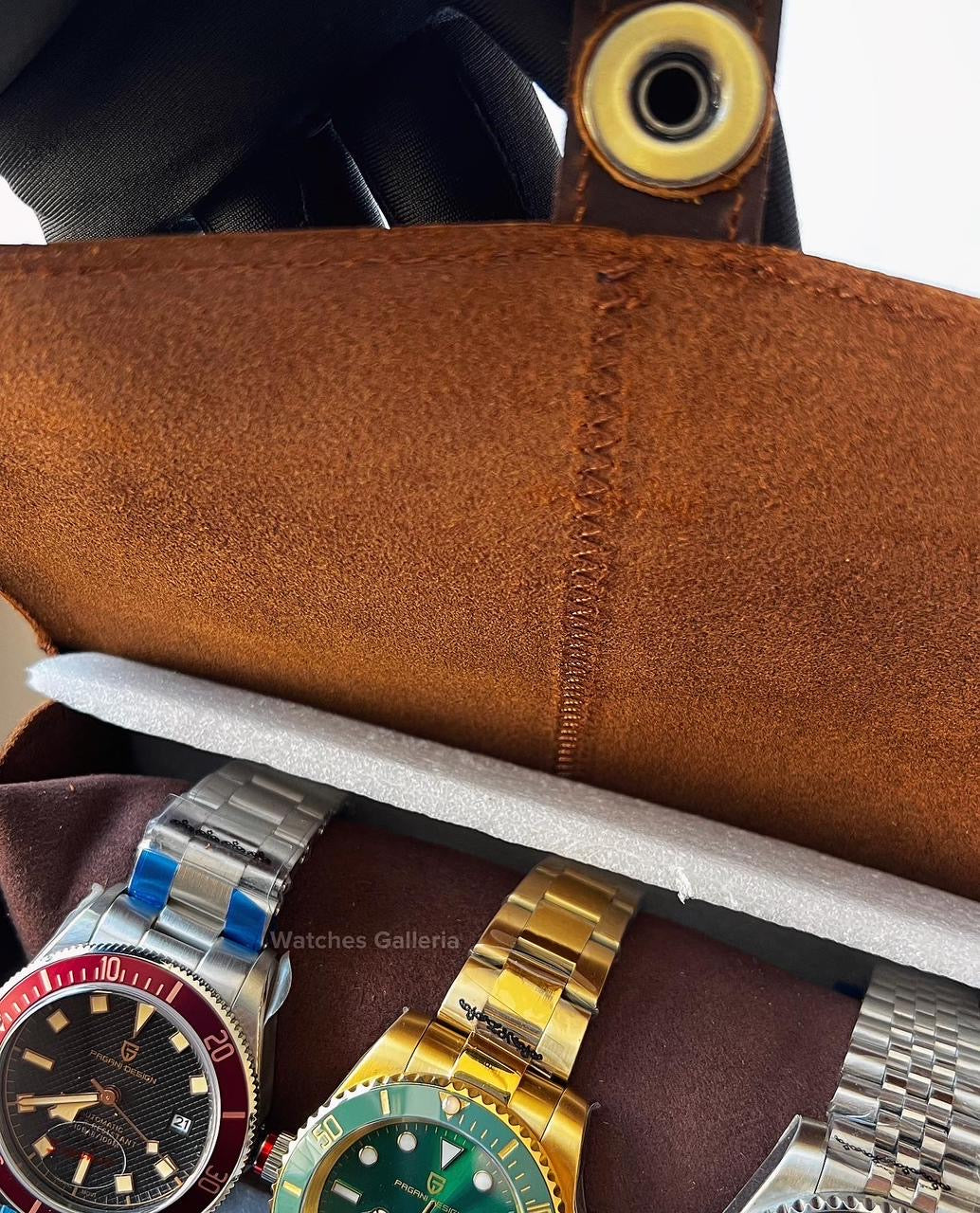 Watch Travel Roll by Watches Galleria 3 Slots (Brown)