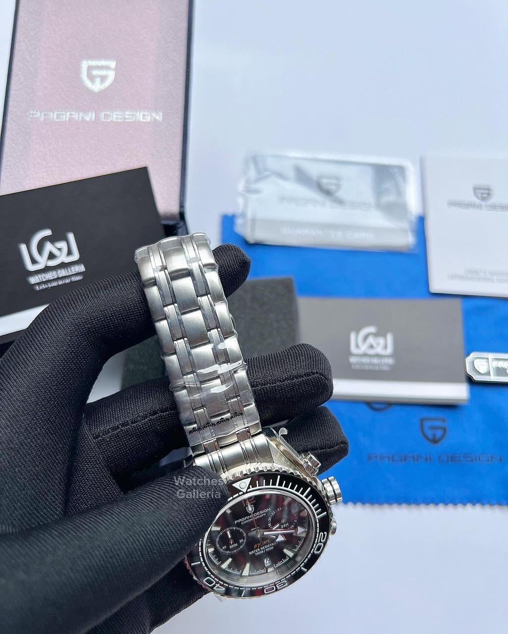 Pagani Design SeaMaster Planet Ocean Chronograph Quartz (Black) PD1711