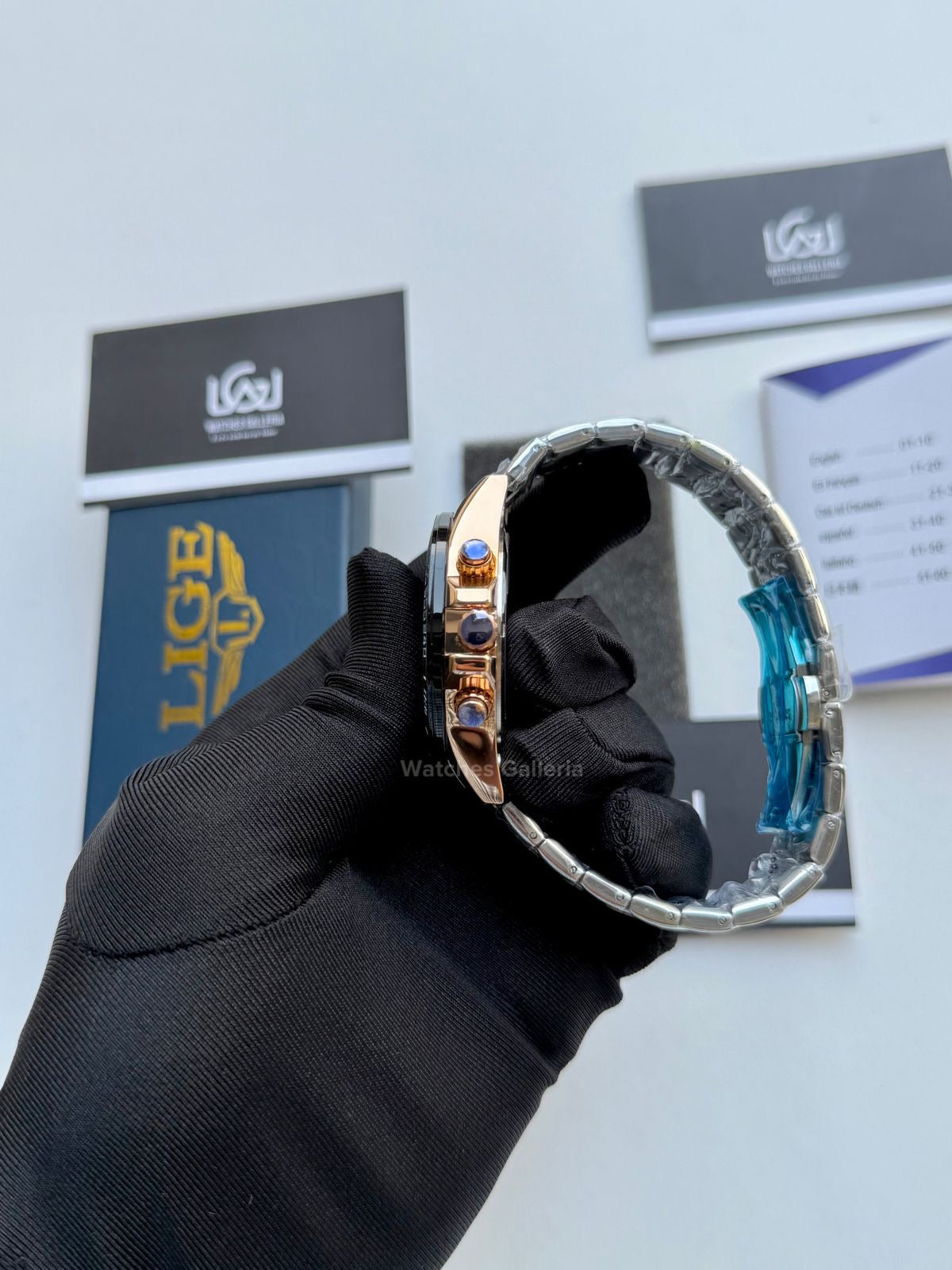 Lige Chronograph Quartz (Gold Black) Lige9982 Watches Galleria
