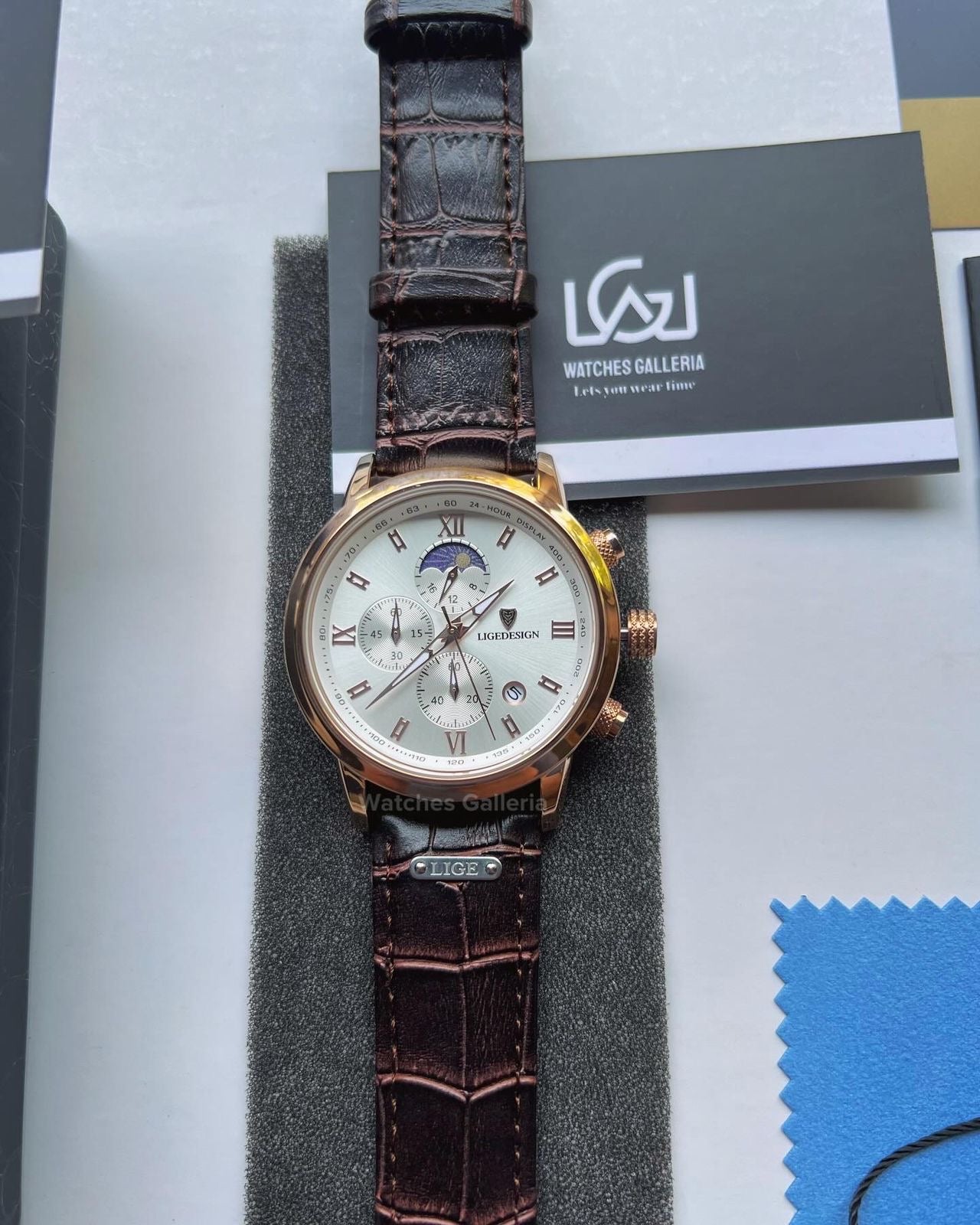 Lige Classic Moonphase (Rose Gold White) LG8953 Watches Galleria