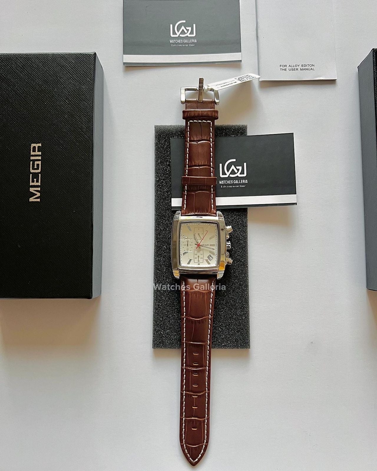 Megir Square Chronograph (Brown Silver) ML2028