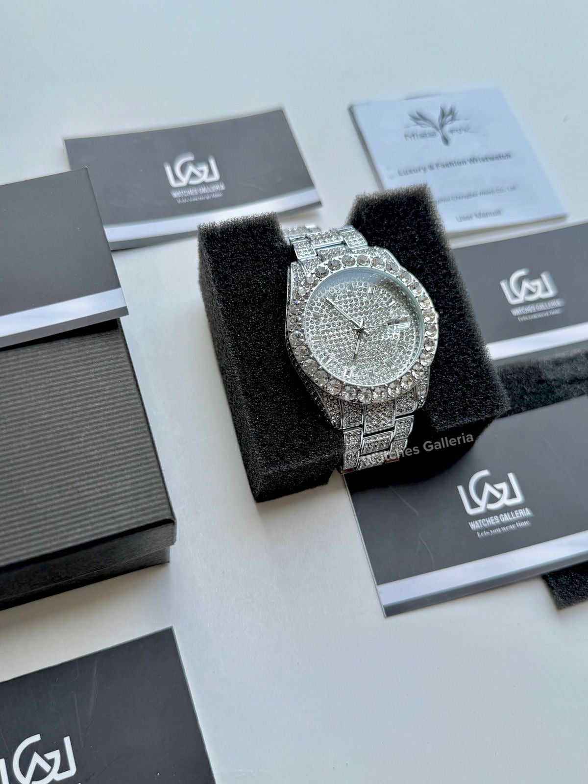Miss Fox Iced Out Royal Oak Quartz (Silver) MFV332 Watches Galleria