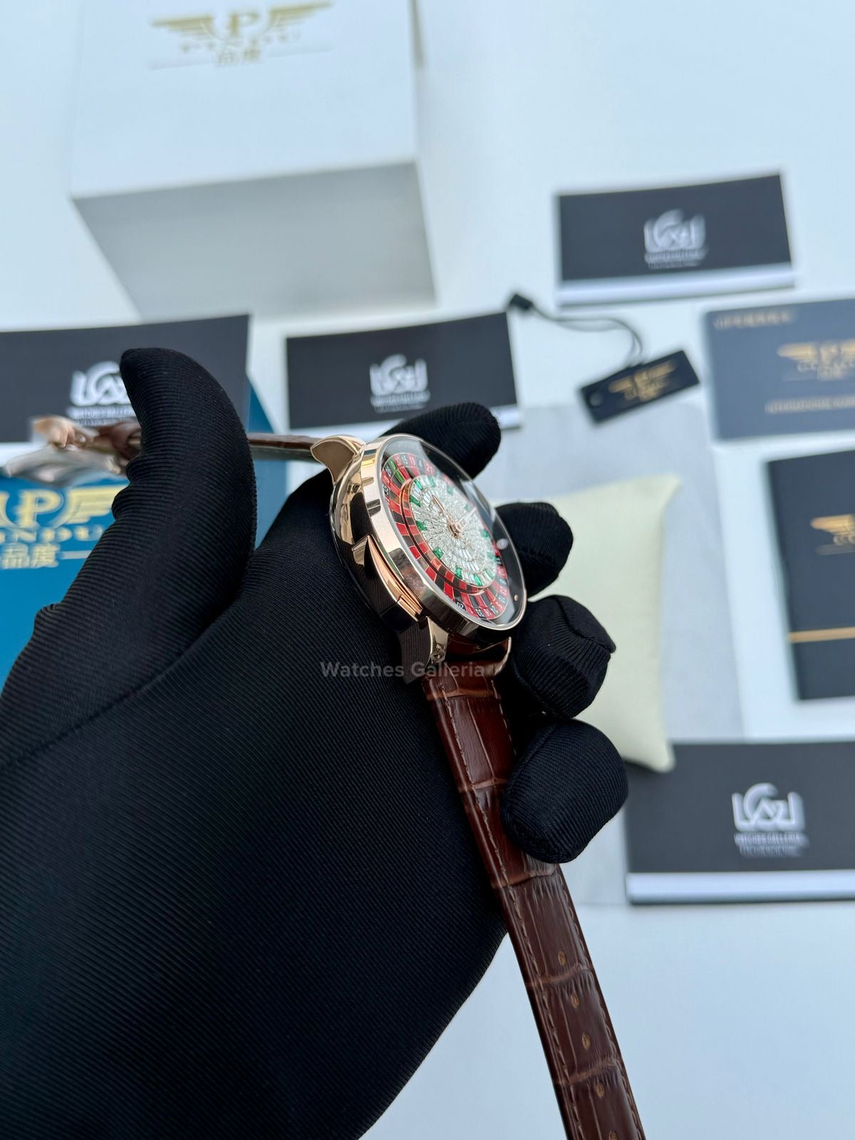 Pindu Design Casino Roulette Button Edition Automatic (Baguette Cut Diamonds) P6628 Watches Galleria