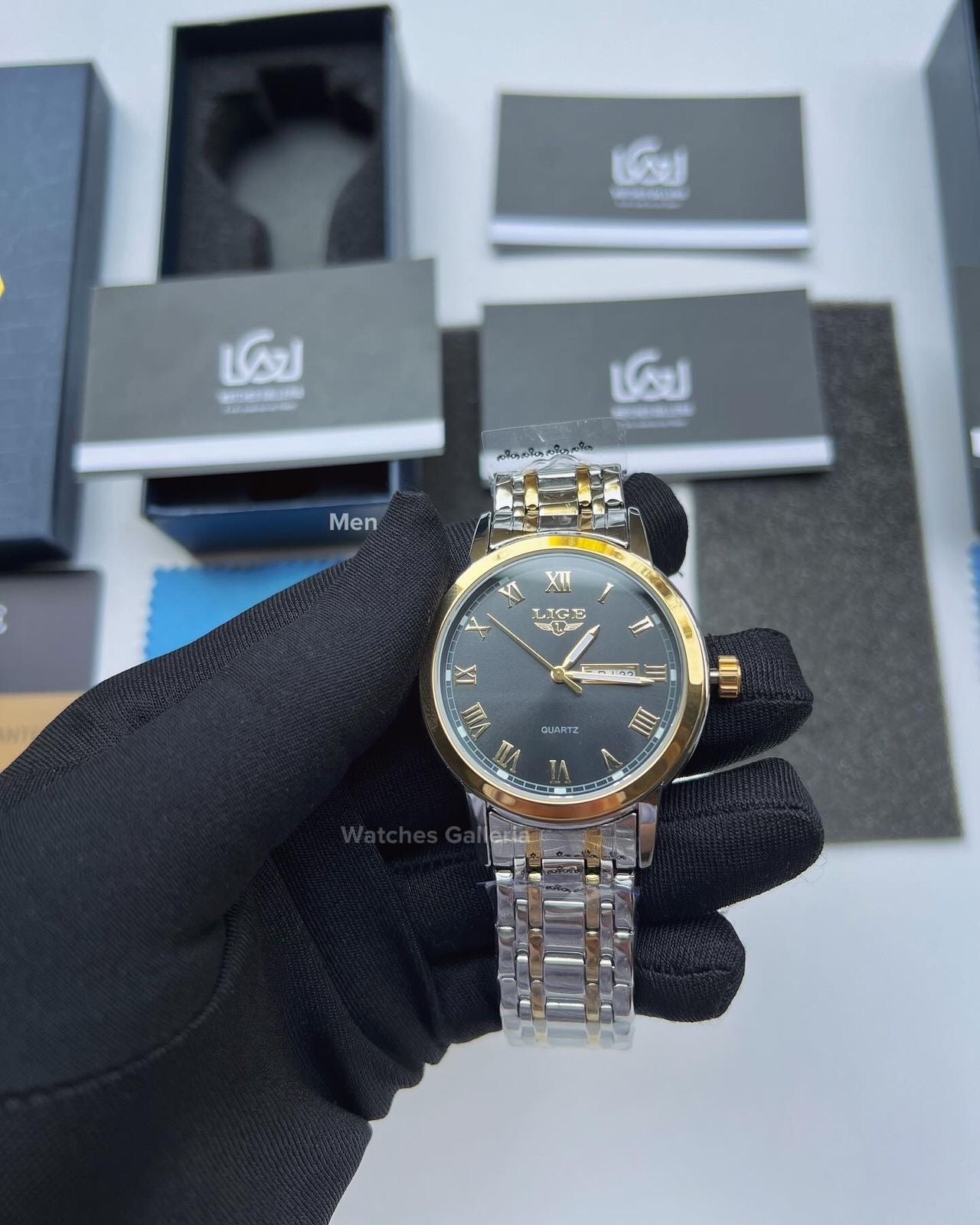 Lige Date Day Couple Watch (Gold/Black) Lige9846 Lige10007L