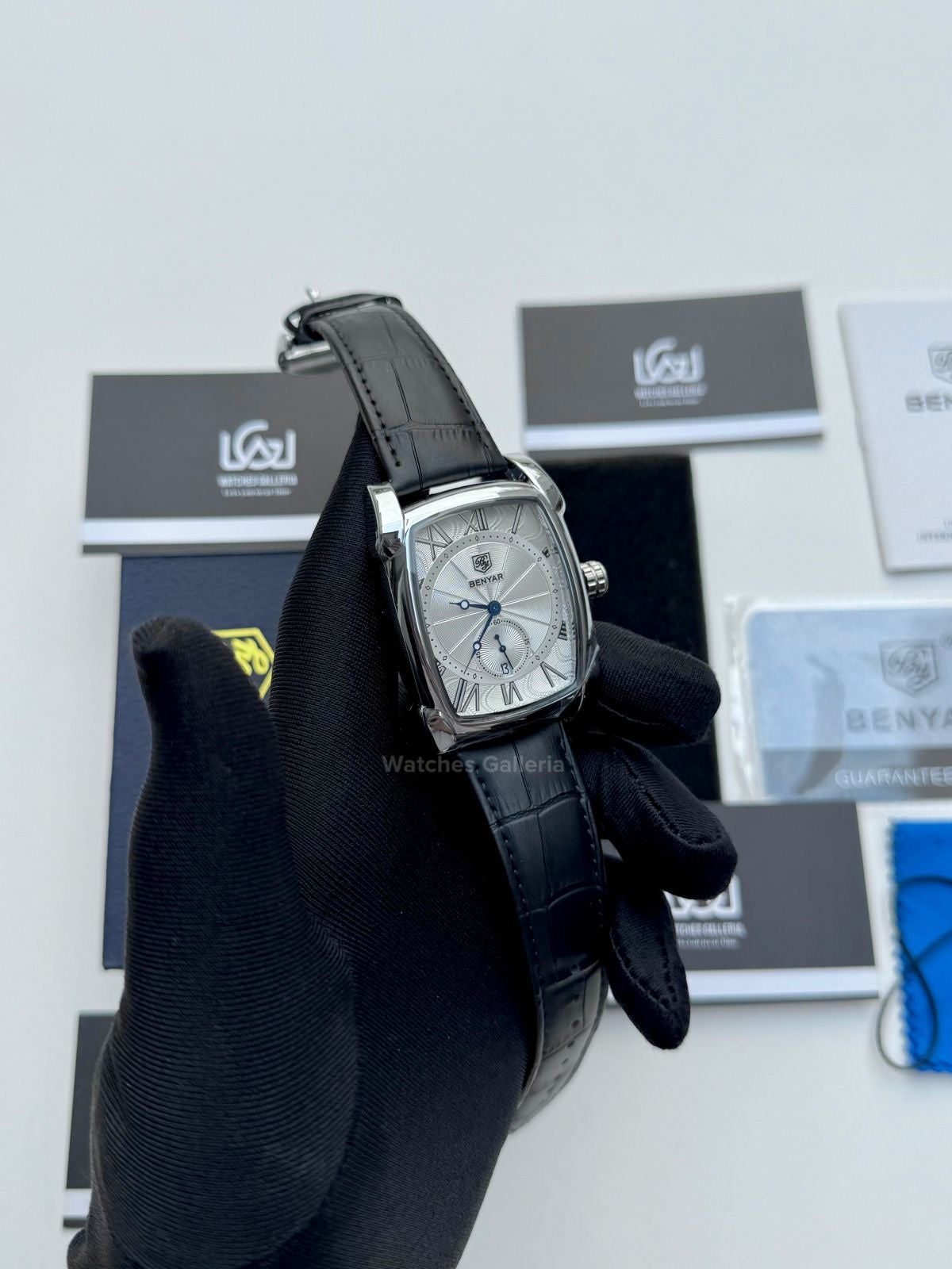 Benyar Square Classic Date Watch (Black Silver) BY5114 Watches Galleria