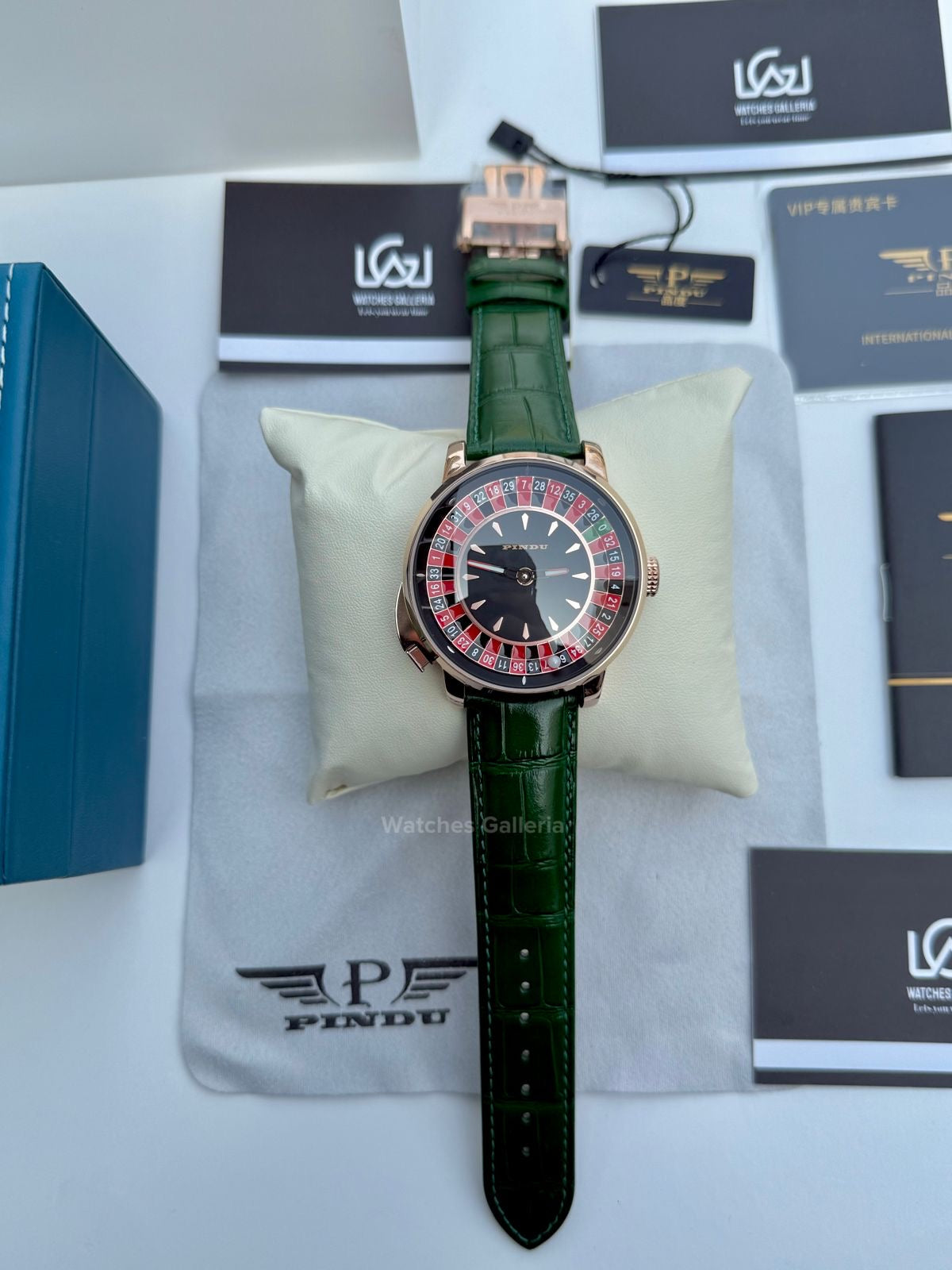 Pindu Design Casino Tourbillon Roulette Button Automatic (Green) P6628 Watches Galleria
