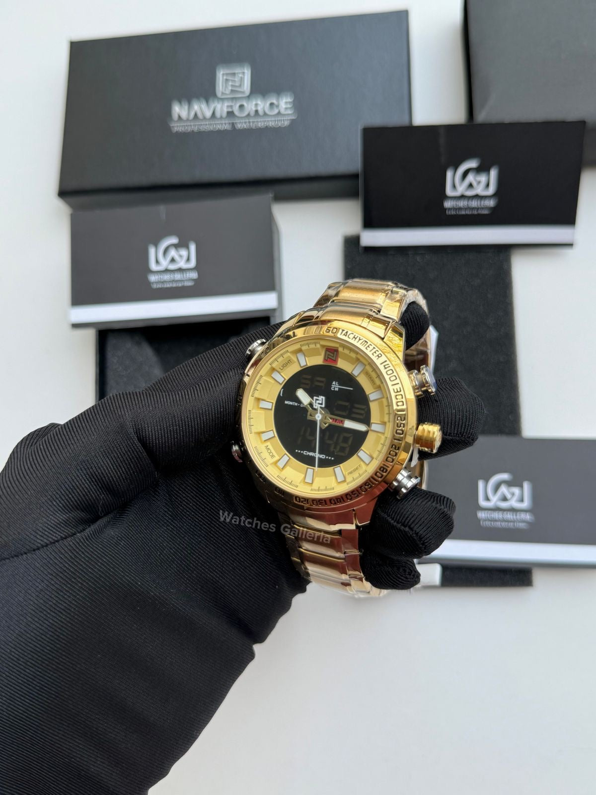 Naviforce Dual Analog and Digital Watch (Gold) NF9093M Watches Galleria