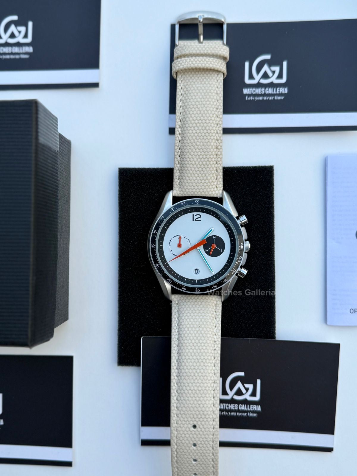 Ciloa Chronograph Leather Quartz (White) ciloa507 Watches Galleria